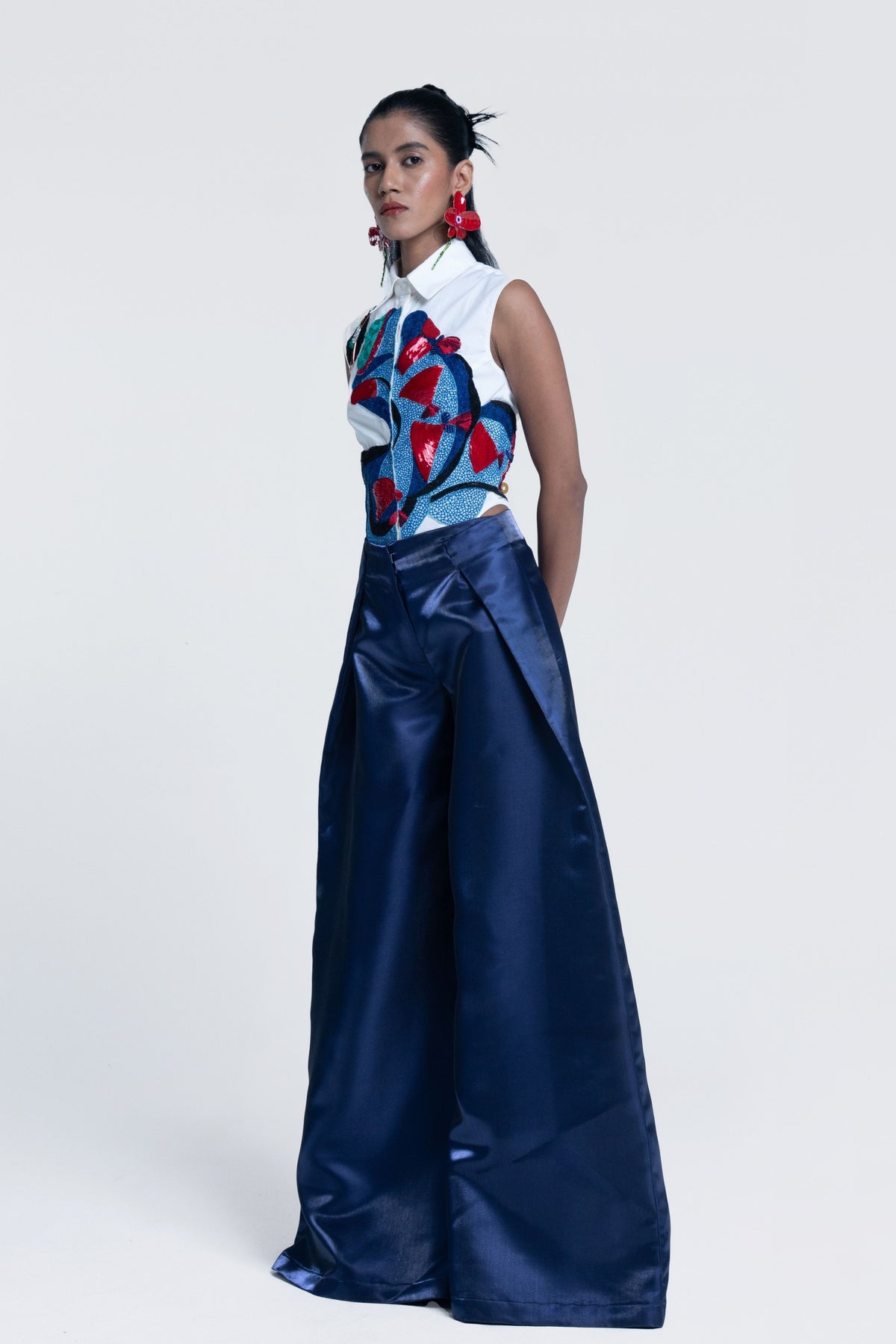 Blue Mirage Wide-Leg Trousers