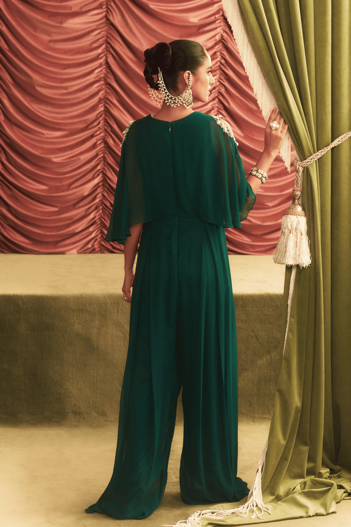 Green Drape Jumpsuit