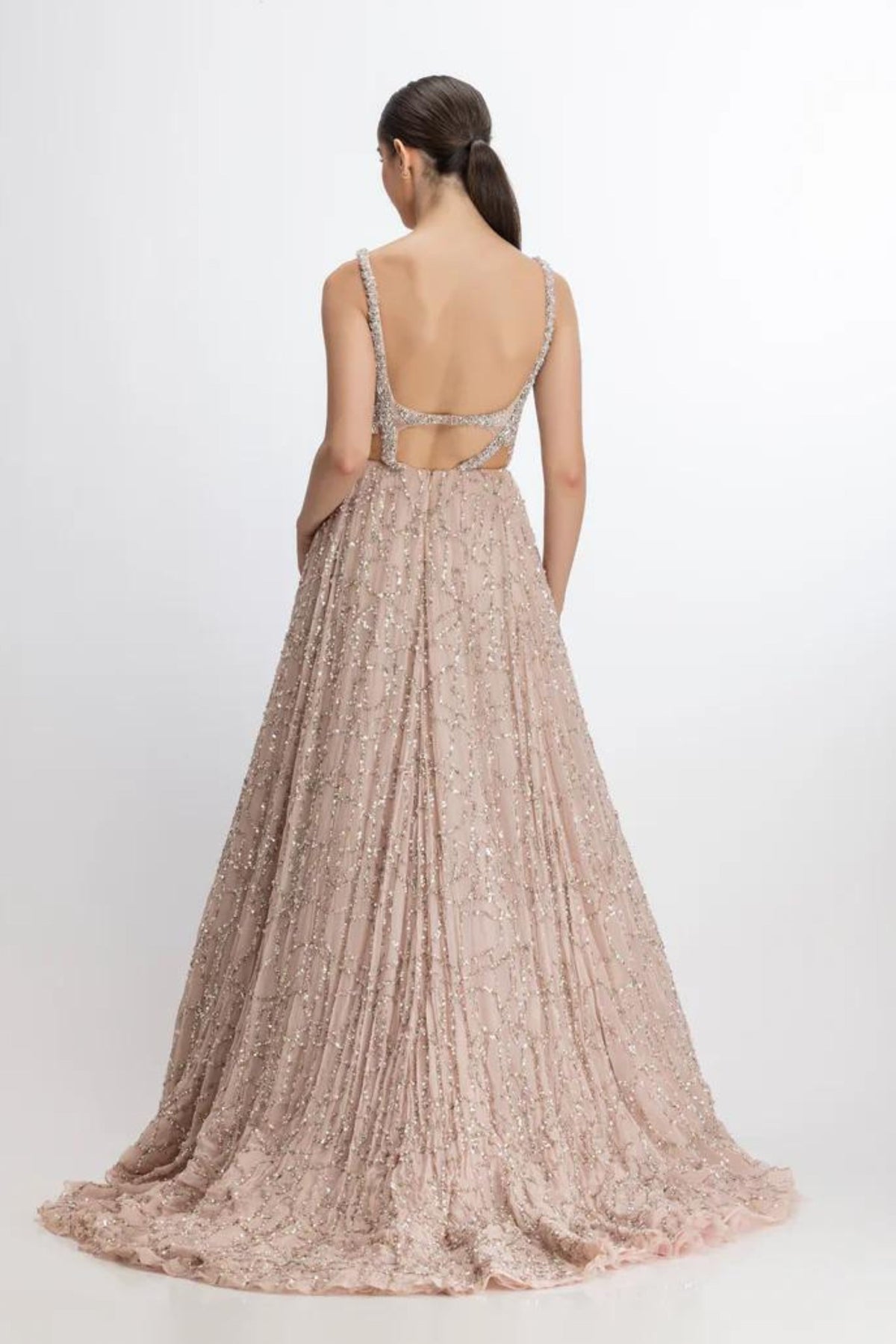 Pale pink cut-out gown