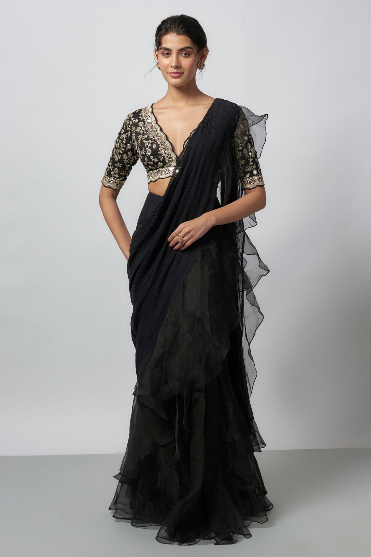 Black Ganika Saree Set