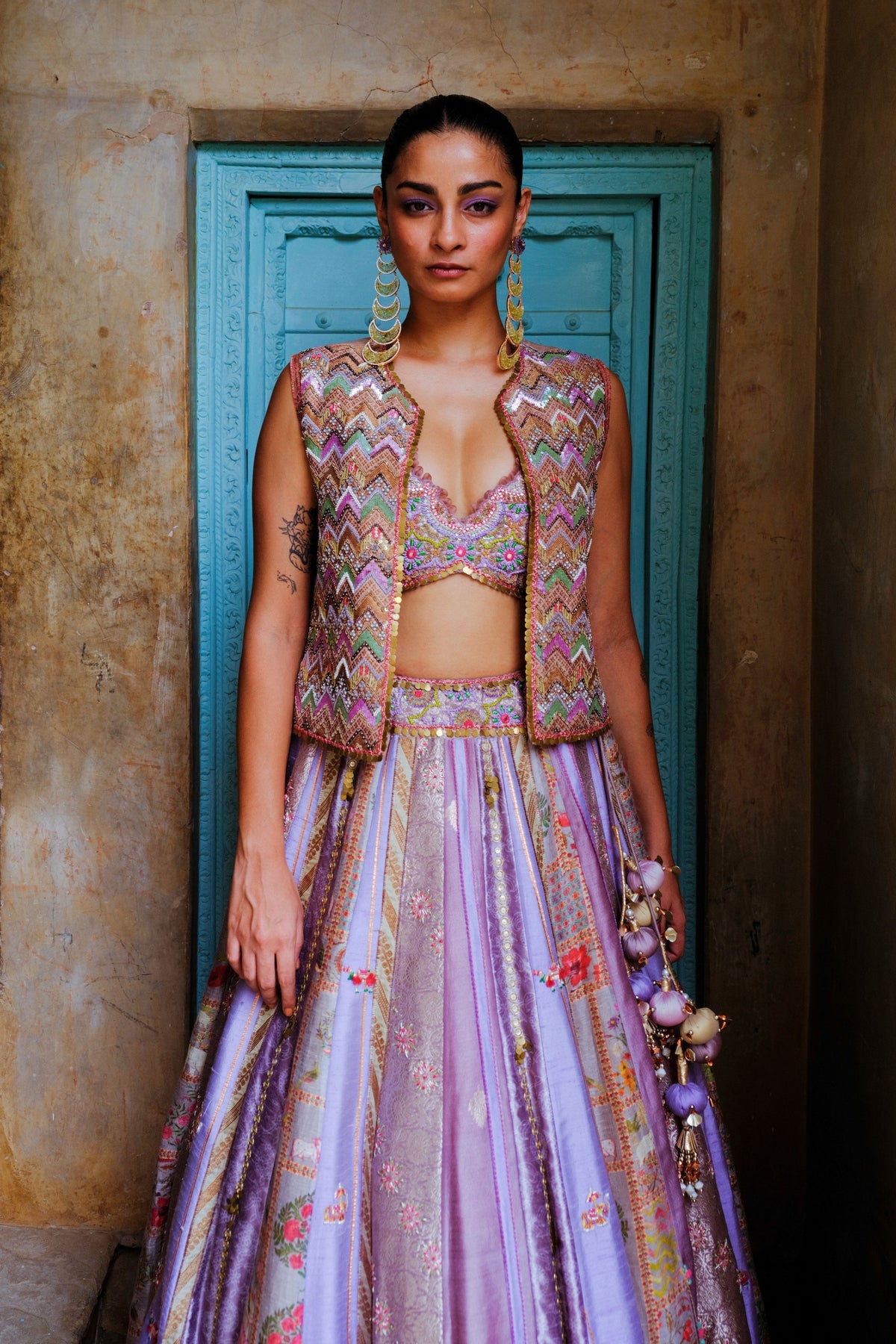 Lavender Jacket Silk Lehenga Set