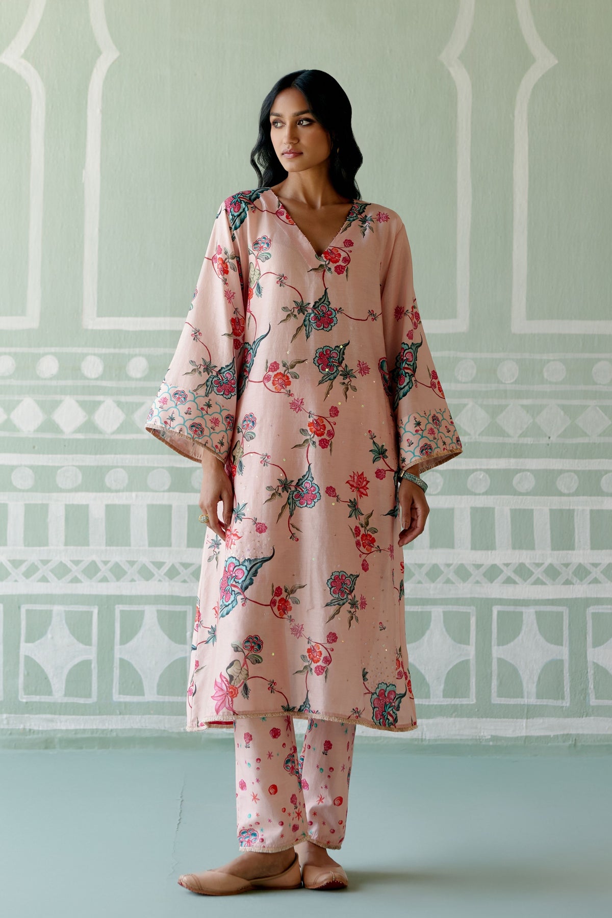 Dusty Pink Floral Kurta Set