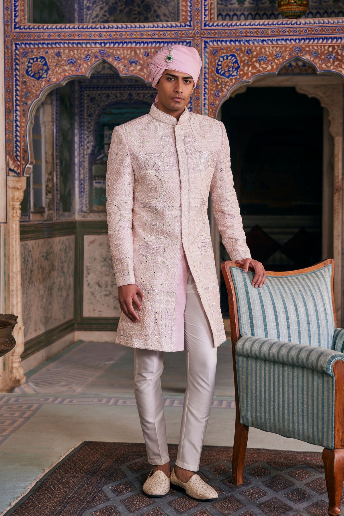 Pink Ayaan Sherwani Set