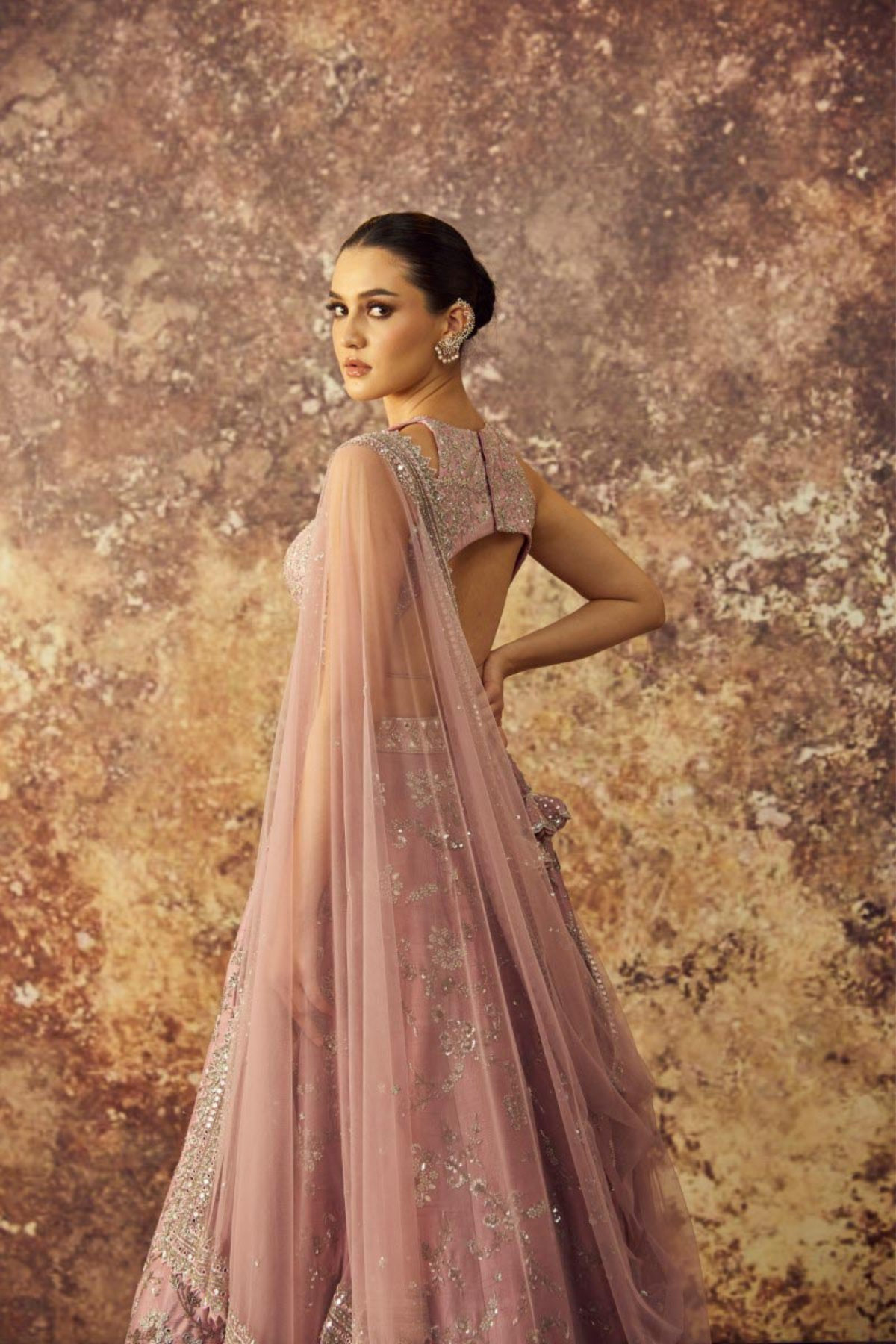 Onion Pink Jaal Lehenga Set