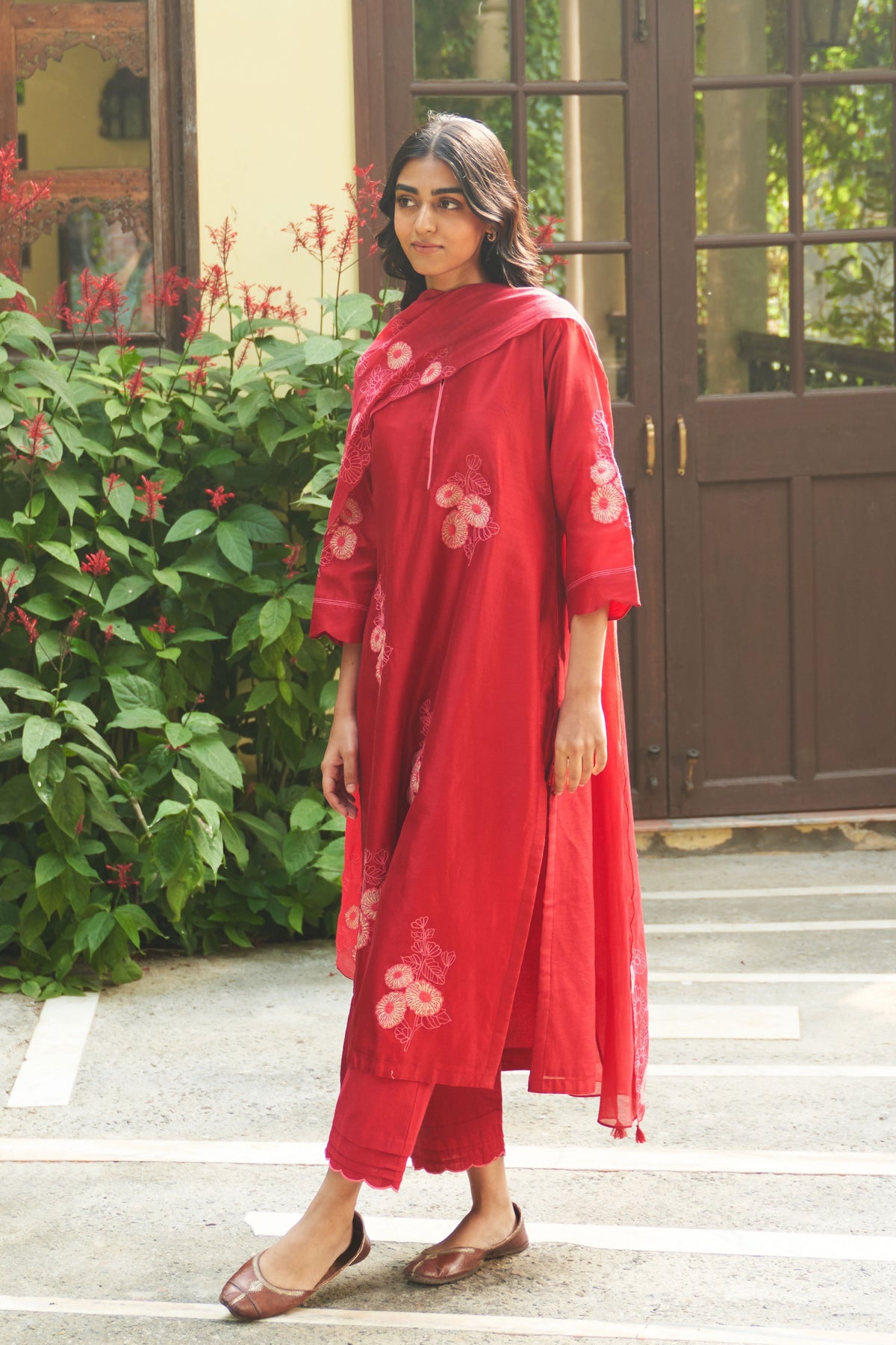 Crimson Embroidered Kurta Set