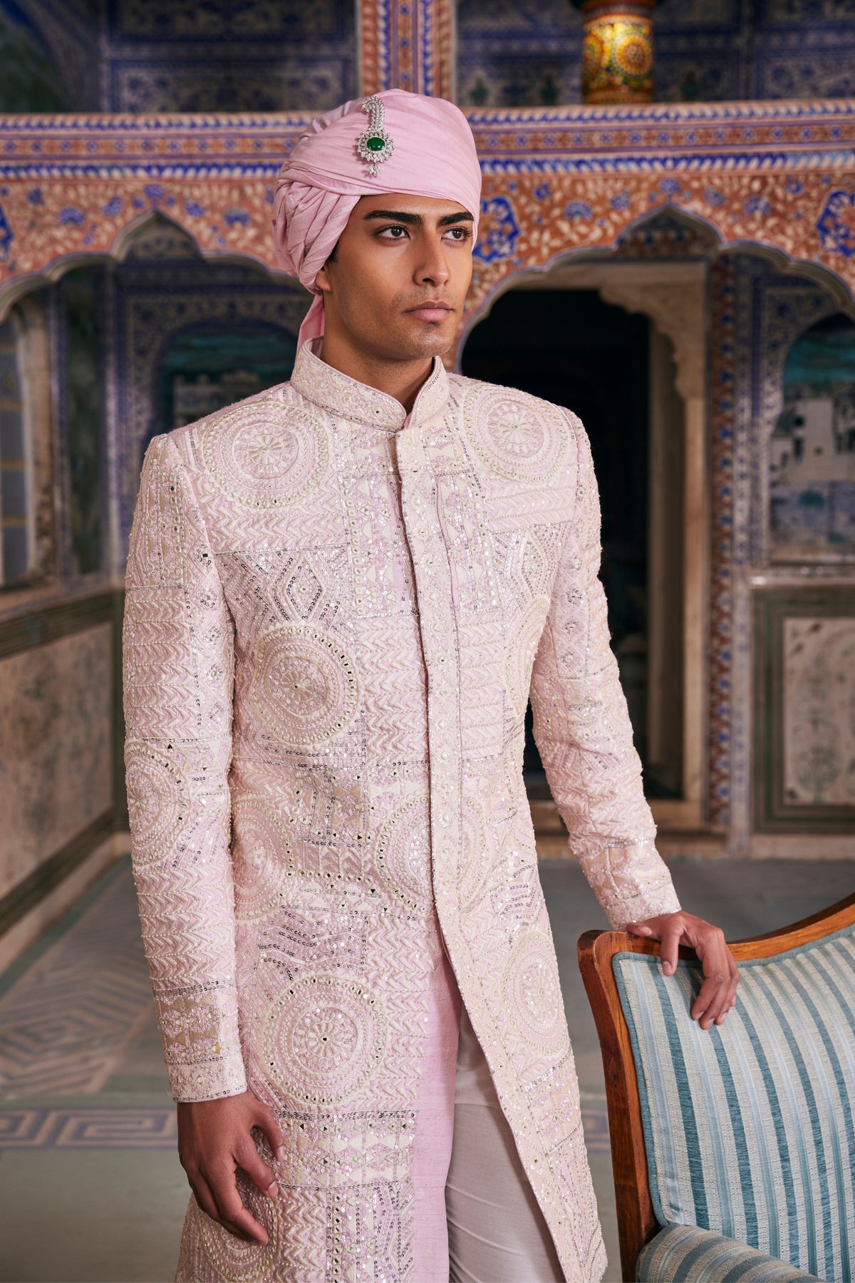 Pink Ayaan Sherwani Set