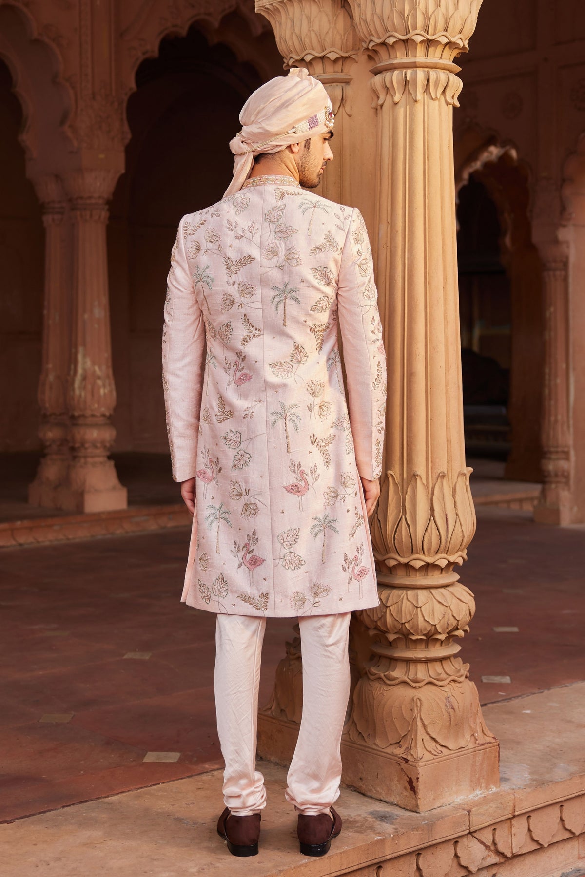 Flamingo Silk Sherwani Set