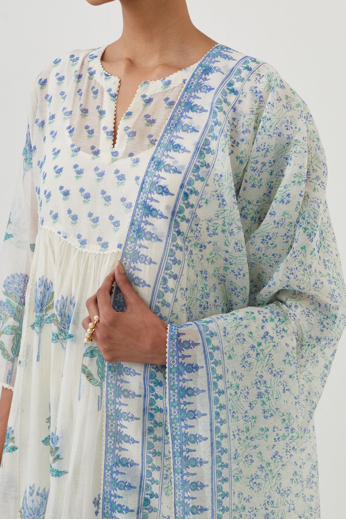 Blue Chanderi Kurta Set