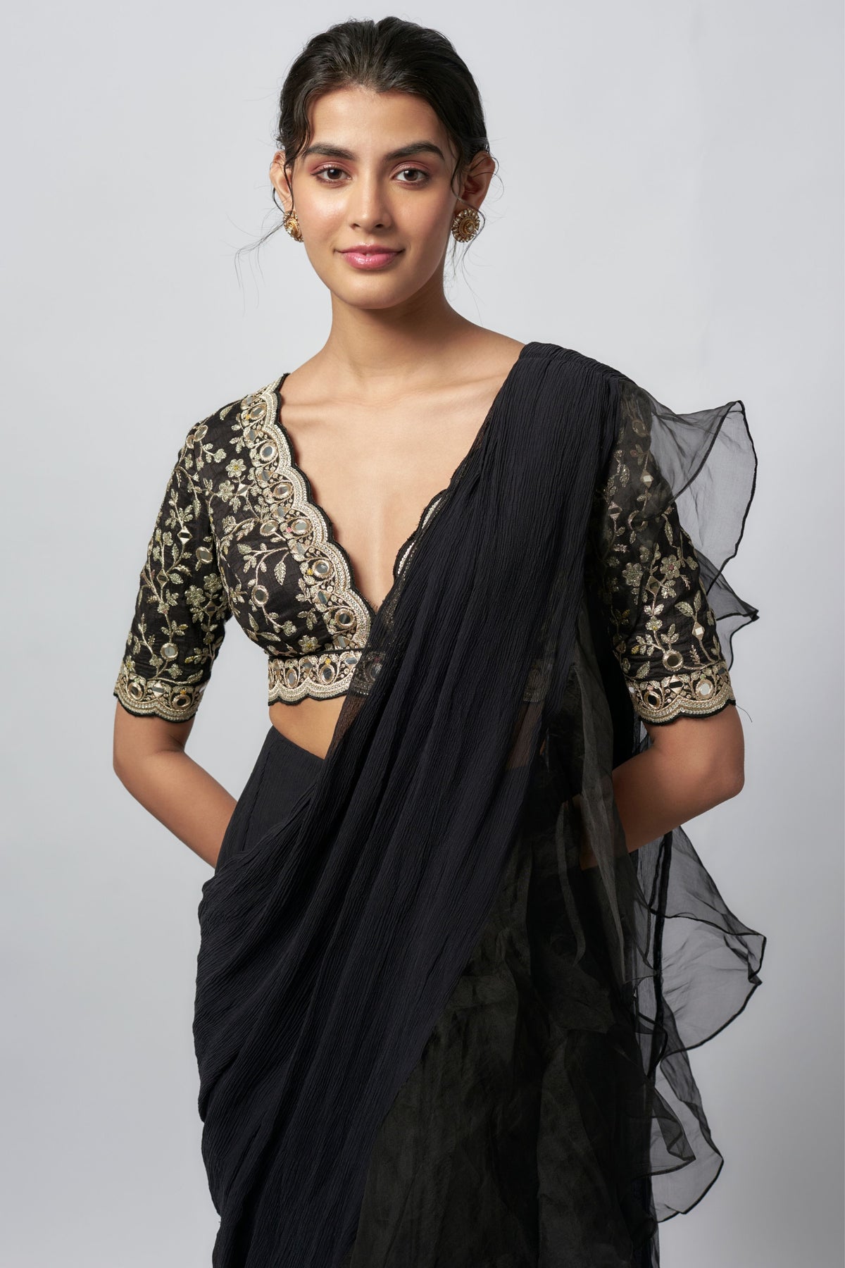 Black Ganika Saree Set