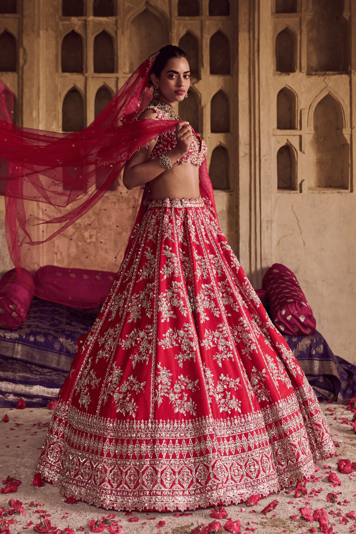 Red Roshini Lehenga Set