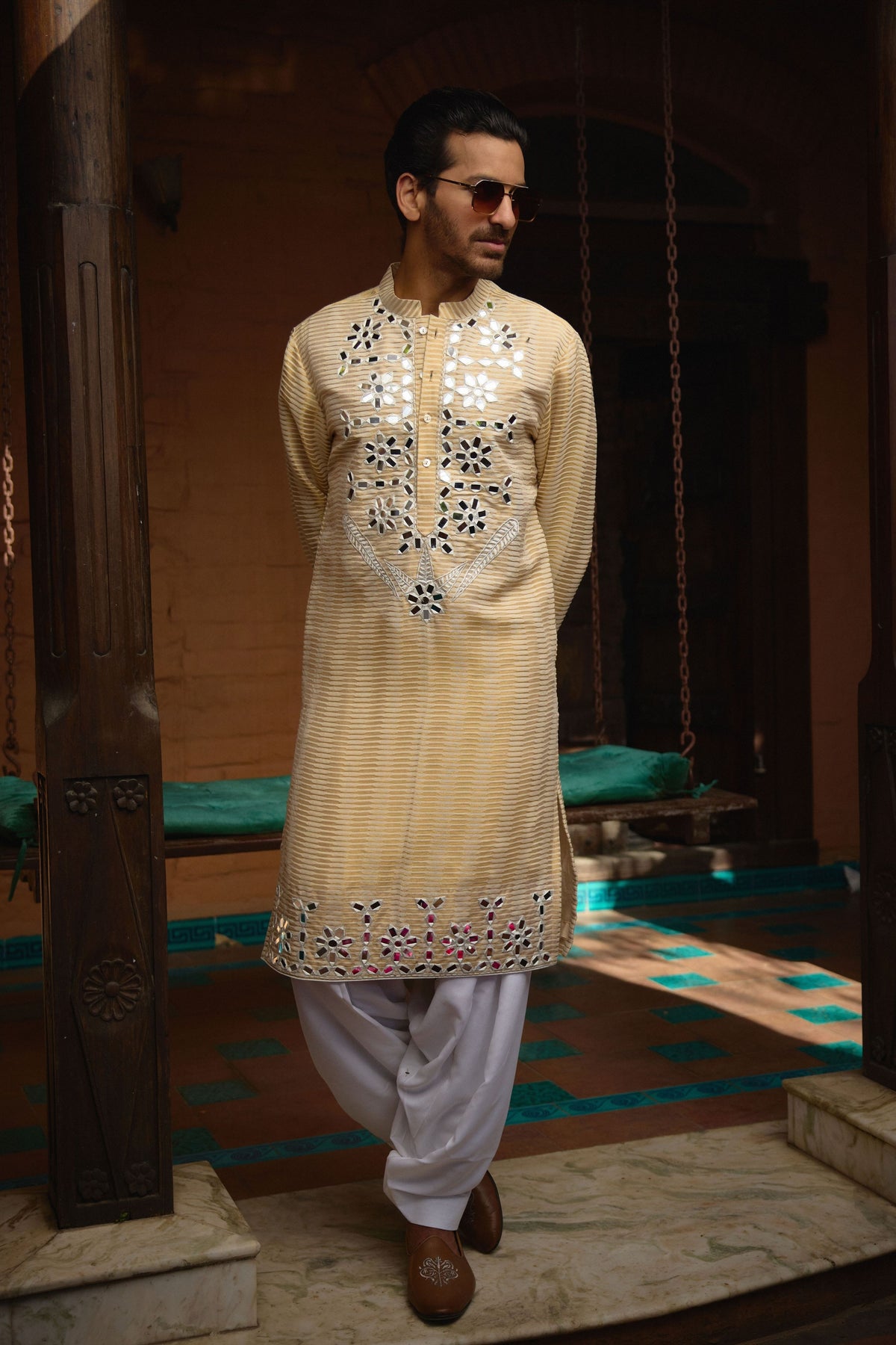 Juna Mahal Gold Kurta Set