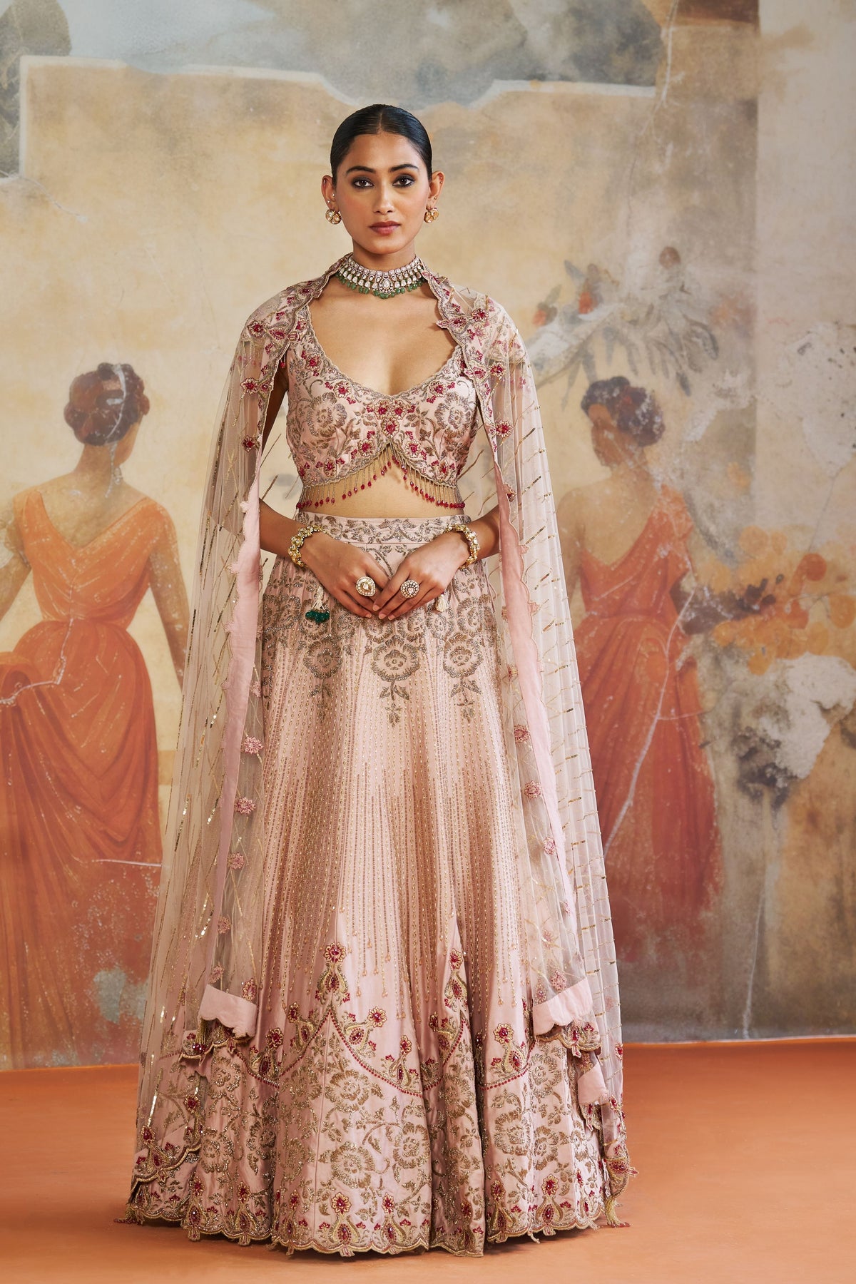 Salmon Pink Lehenga Set