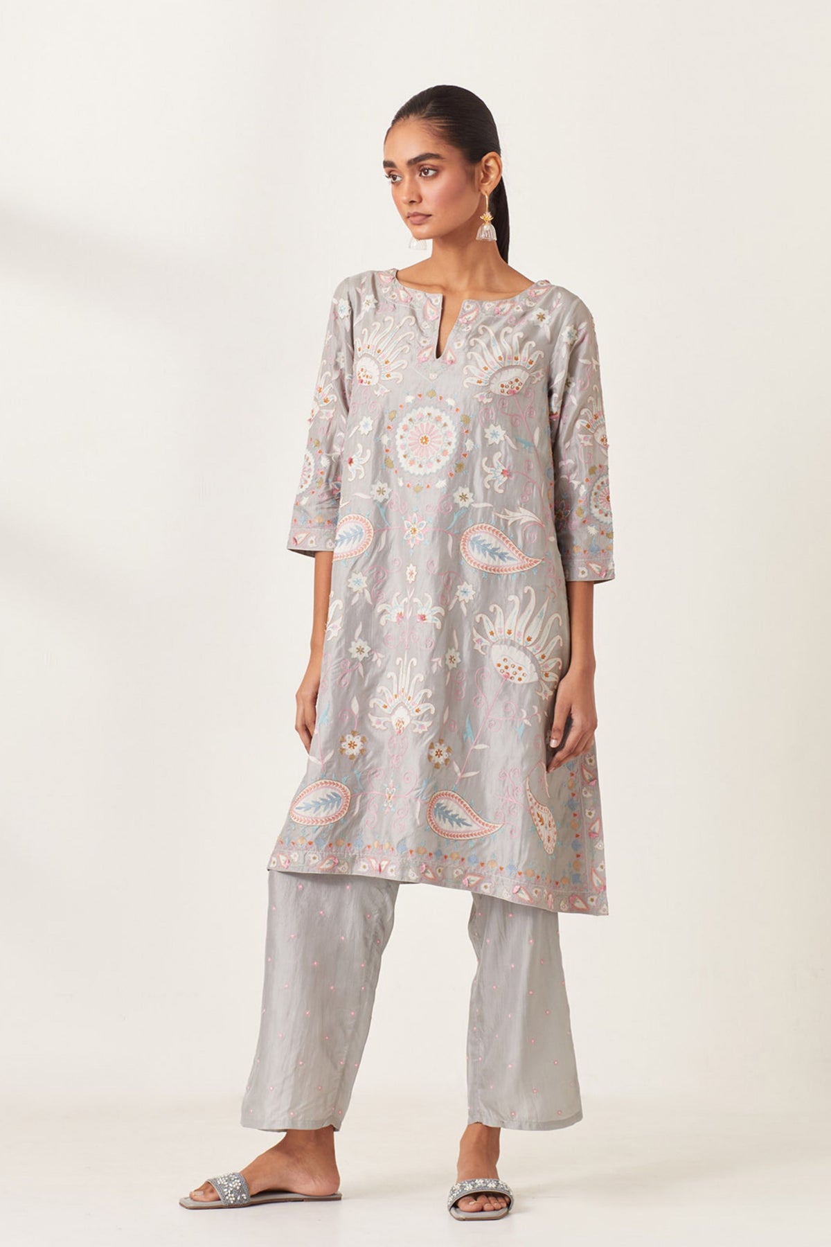 Blue Short A-line Kurta Set