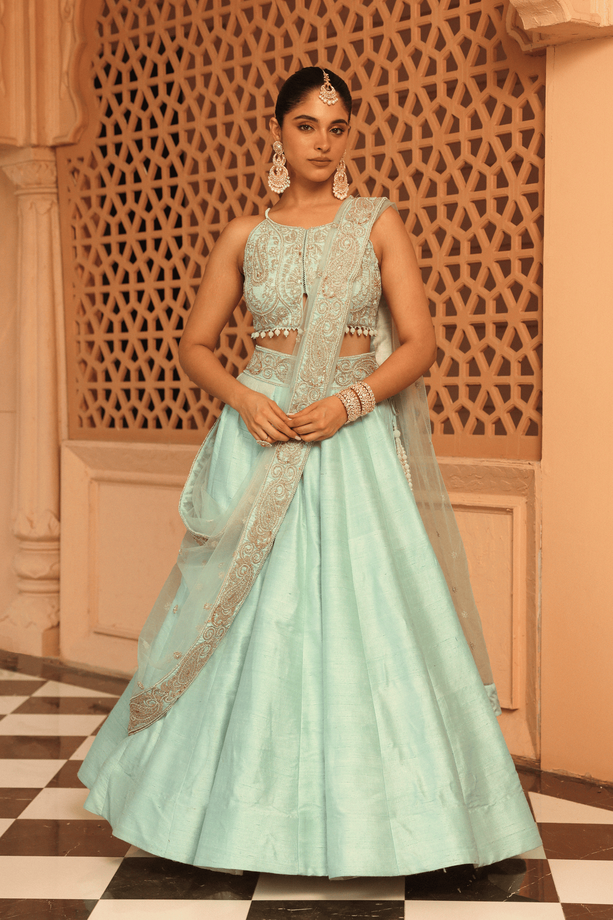 Afsa Misty Green Lehenga Set