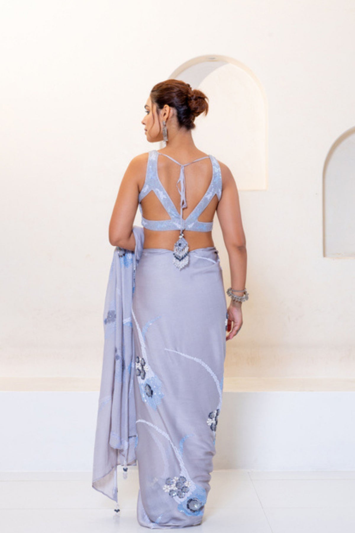 Steel Grey Saree Set