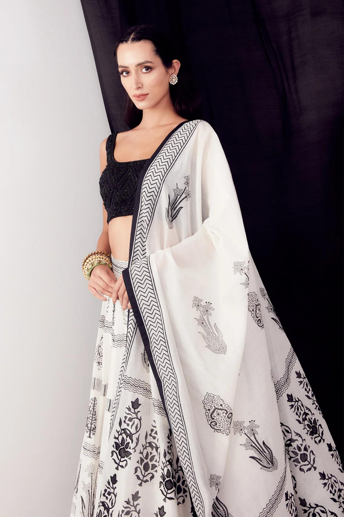 Black &amp; white lehenga