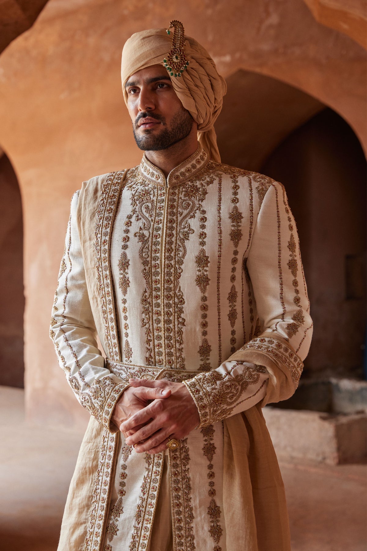 Ivory Zardosi Sherwani Set