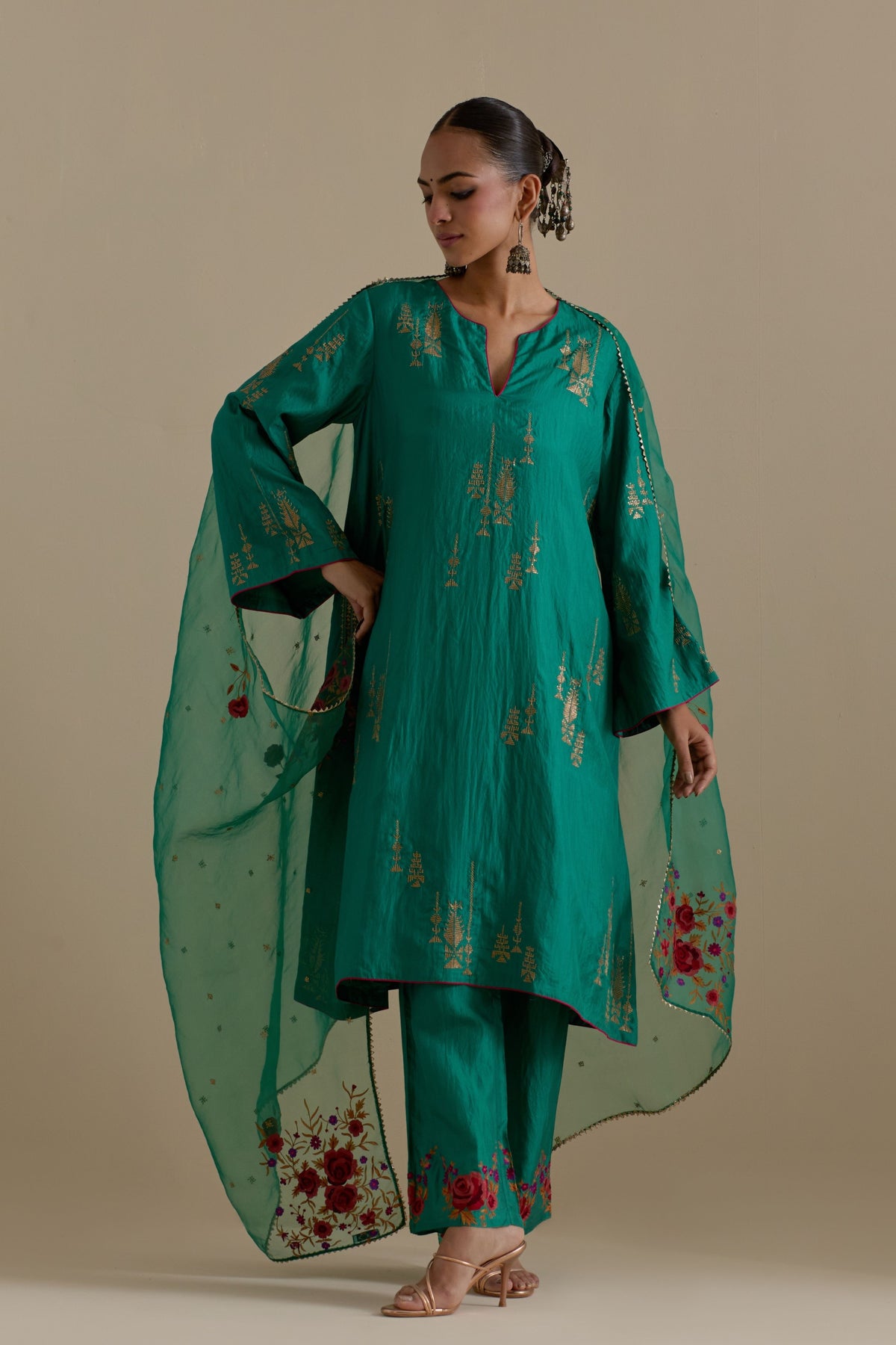 Persian Green Short Kurta Set