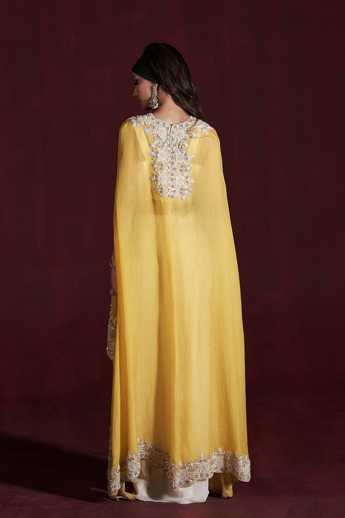 Yellow Ivory Sohar Cape Set