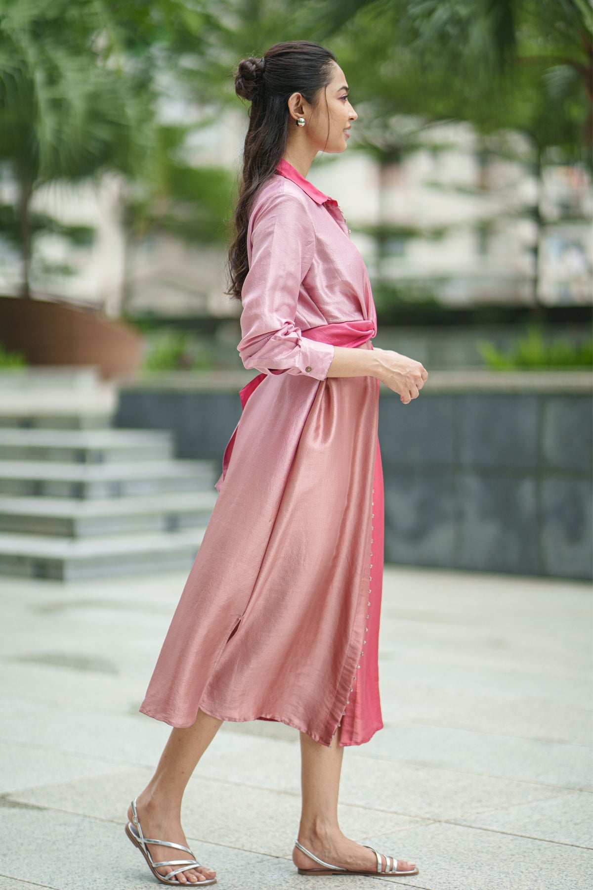 Tie Pink Shaded Dress