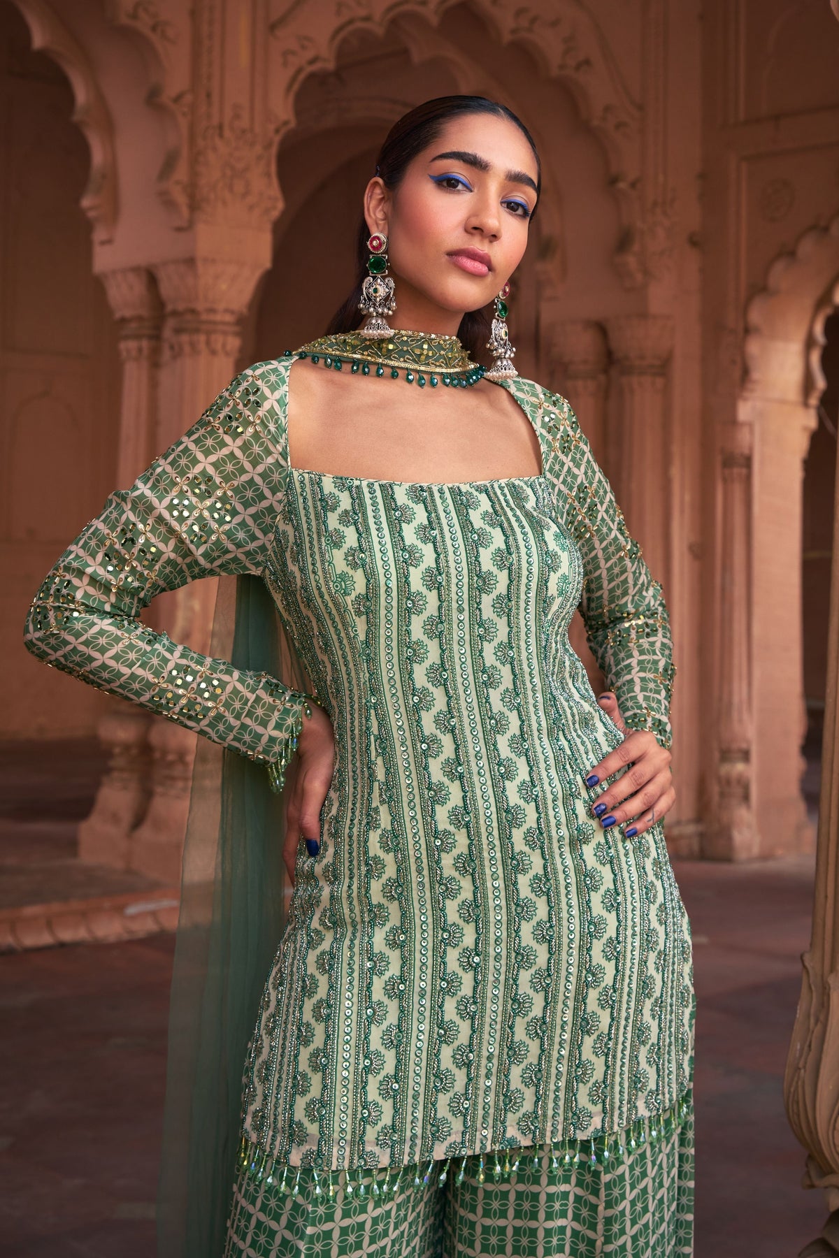 Sage Green Sharara Set