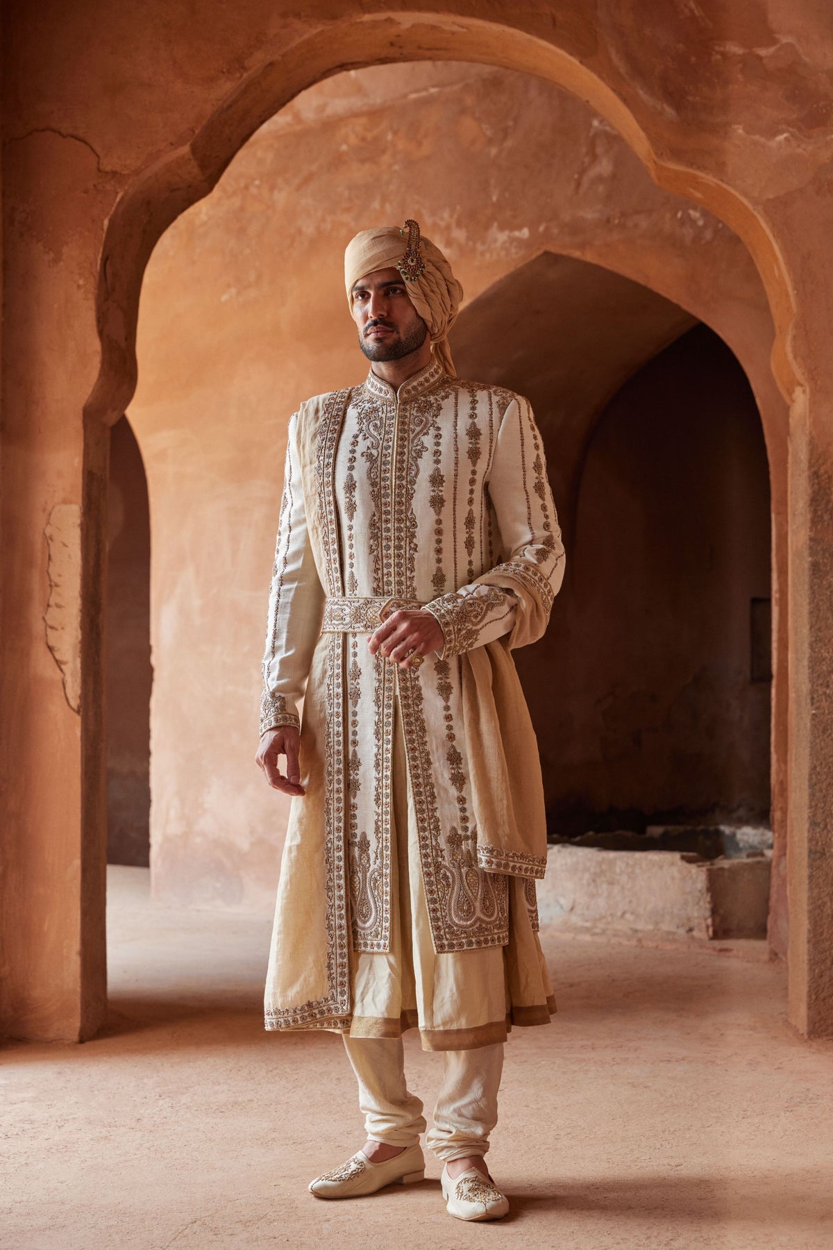 Ivory Zardosi Sherwani Set