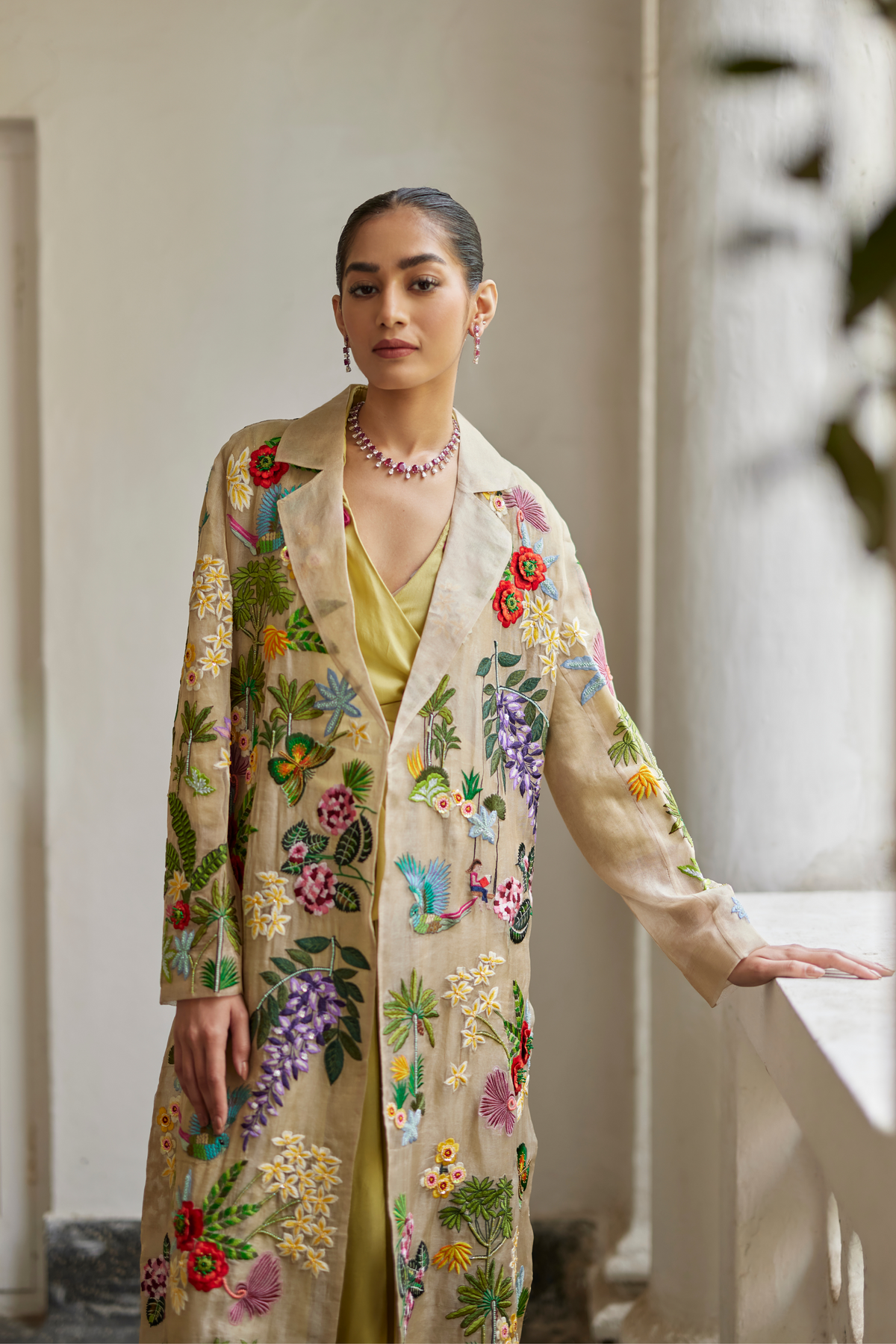 Golden Zari Embroidered Garden Jacket