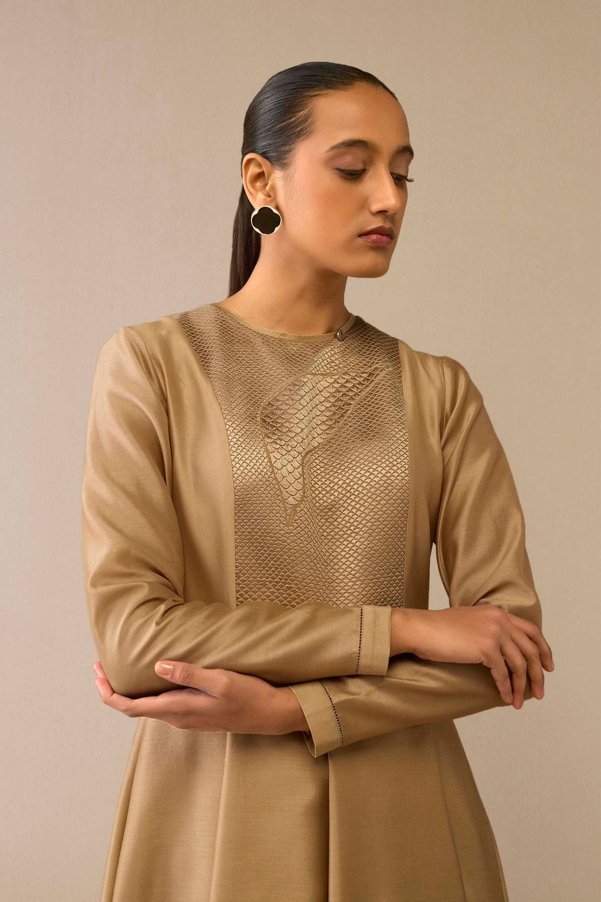 Beige Dilnoor Dress