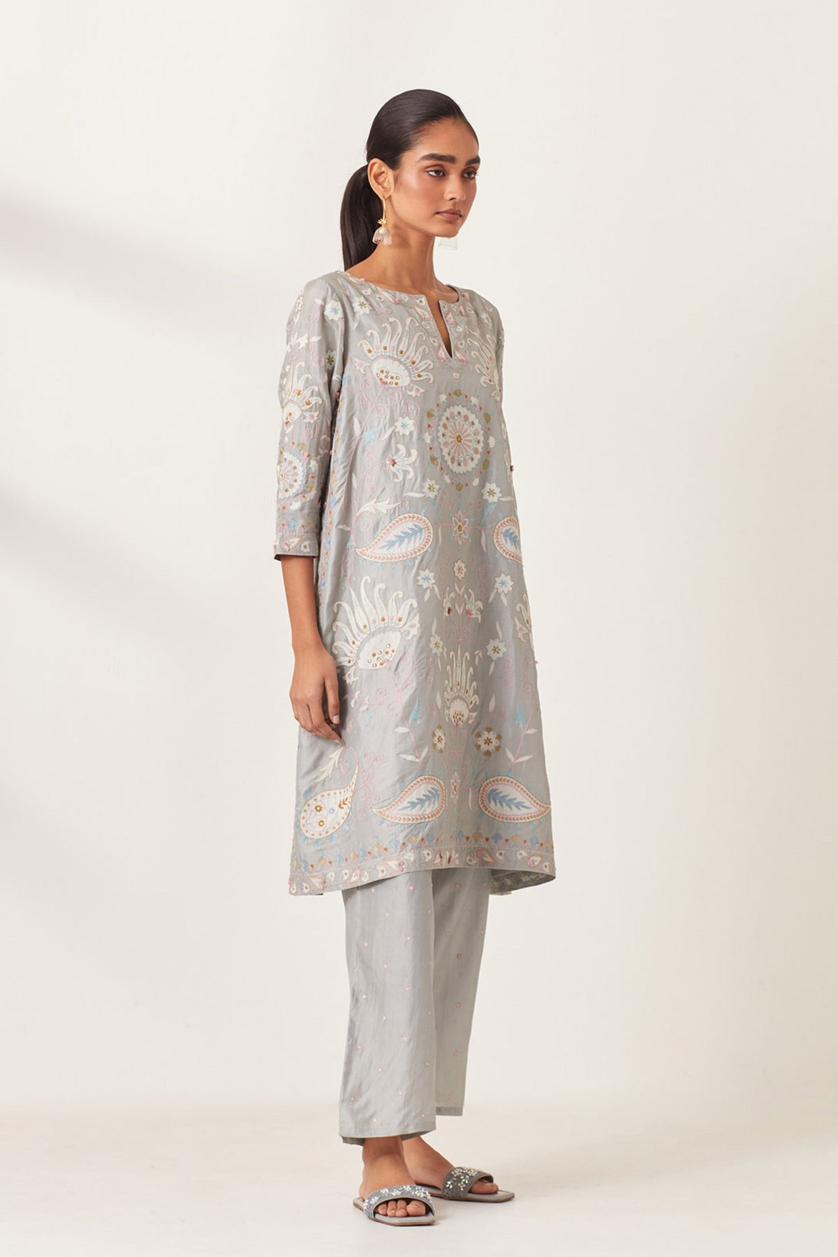 Blue Short A-line Kurta Set