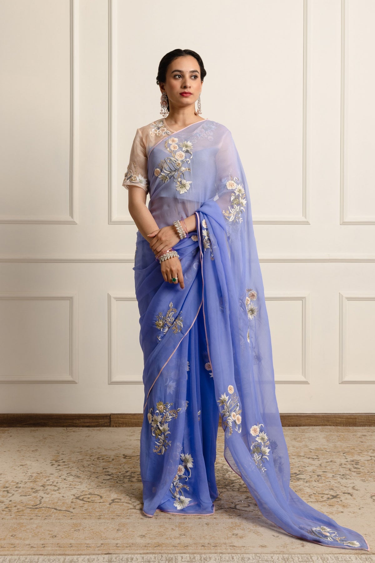 Lydia Periwrinkle Chiffon Saree