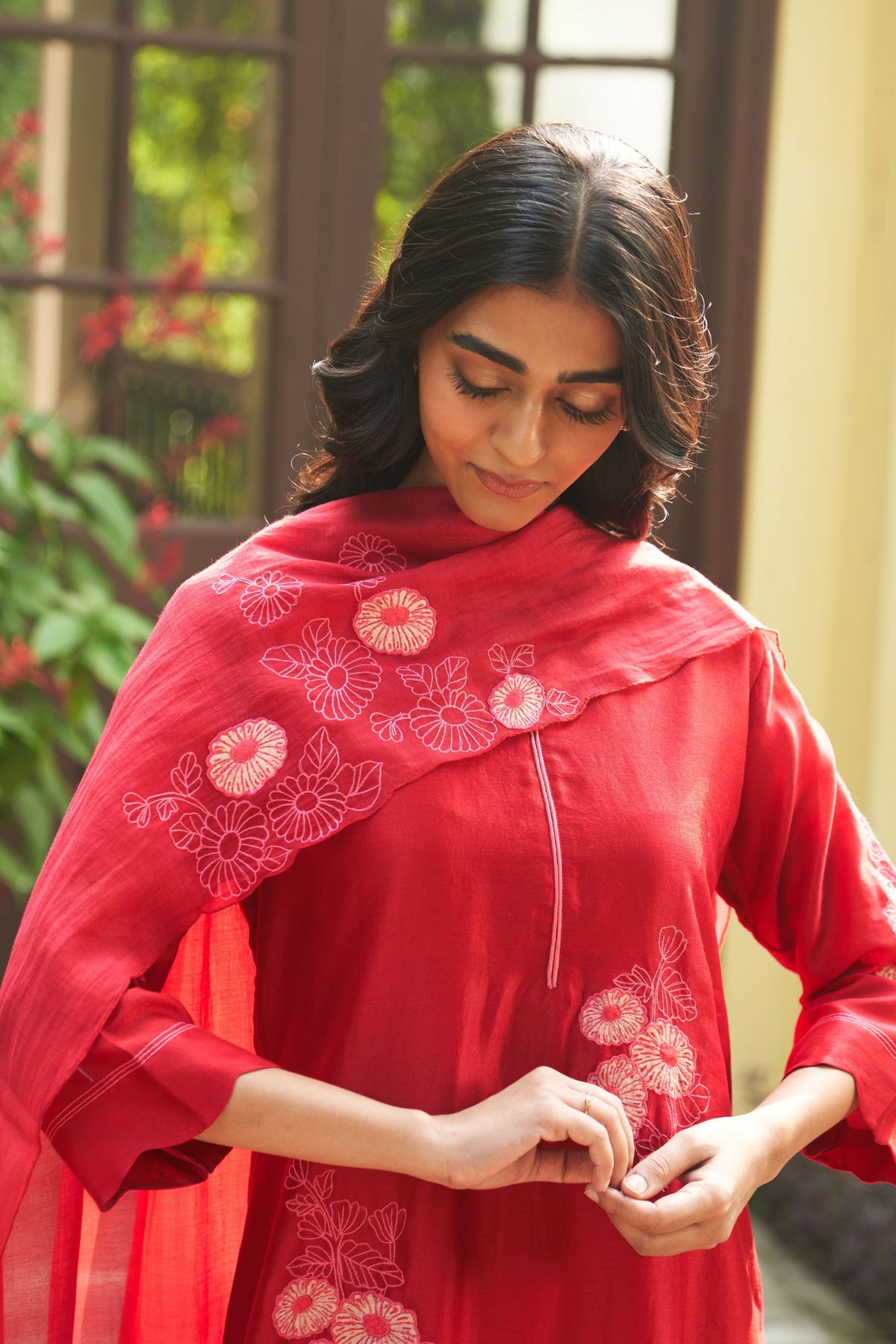 Crimson Embroidered Kurta Set