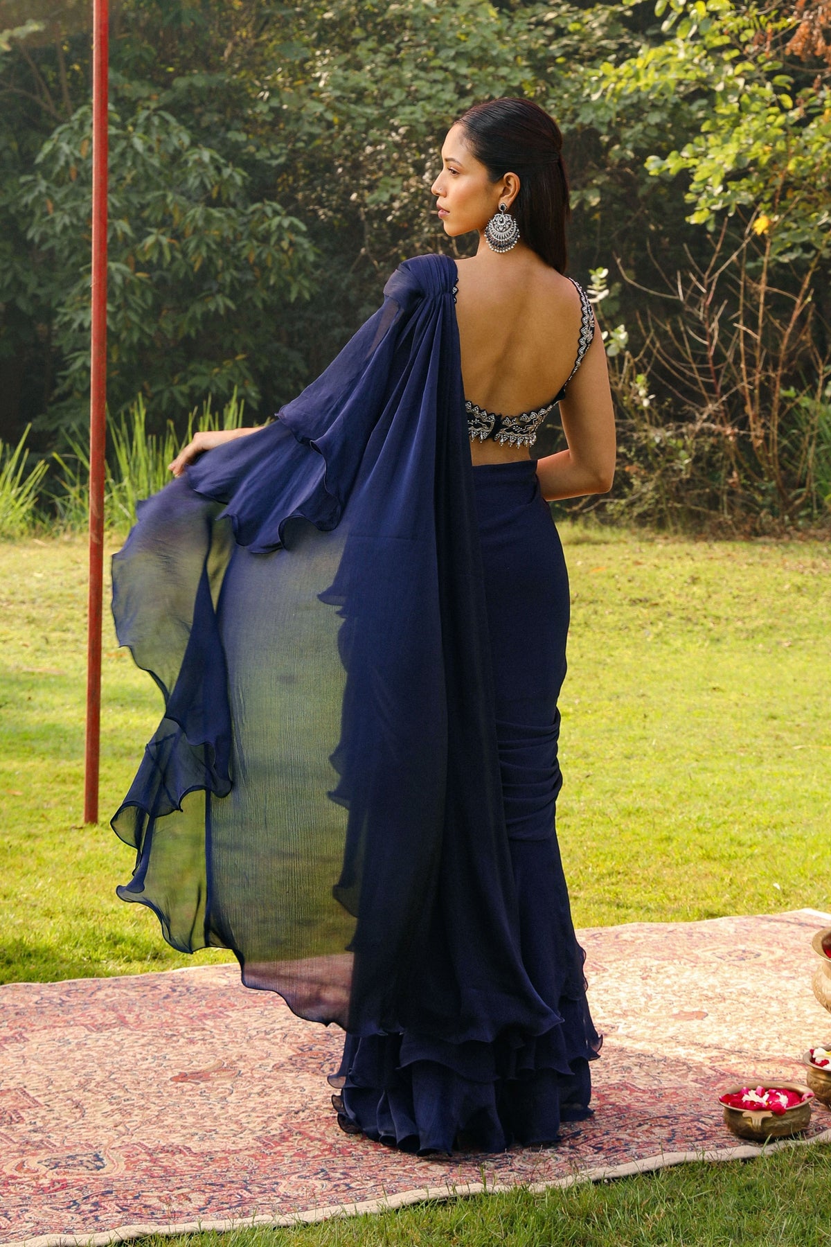 Navy Blue Drape Saree