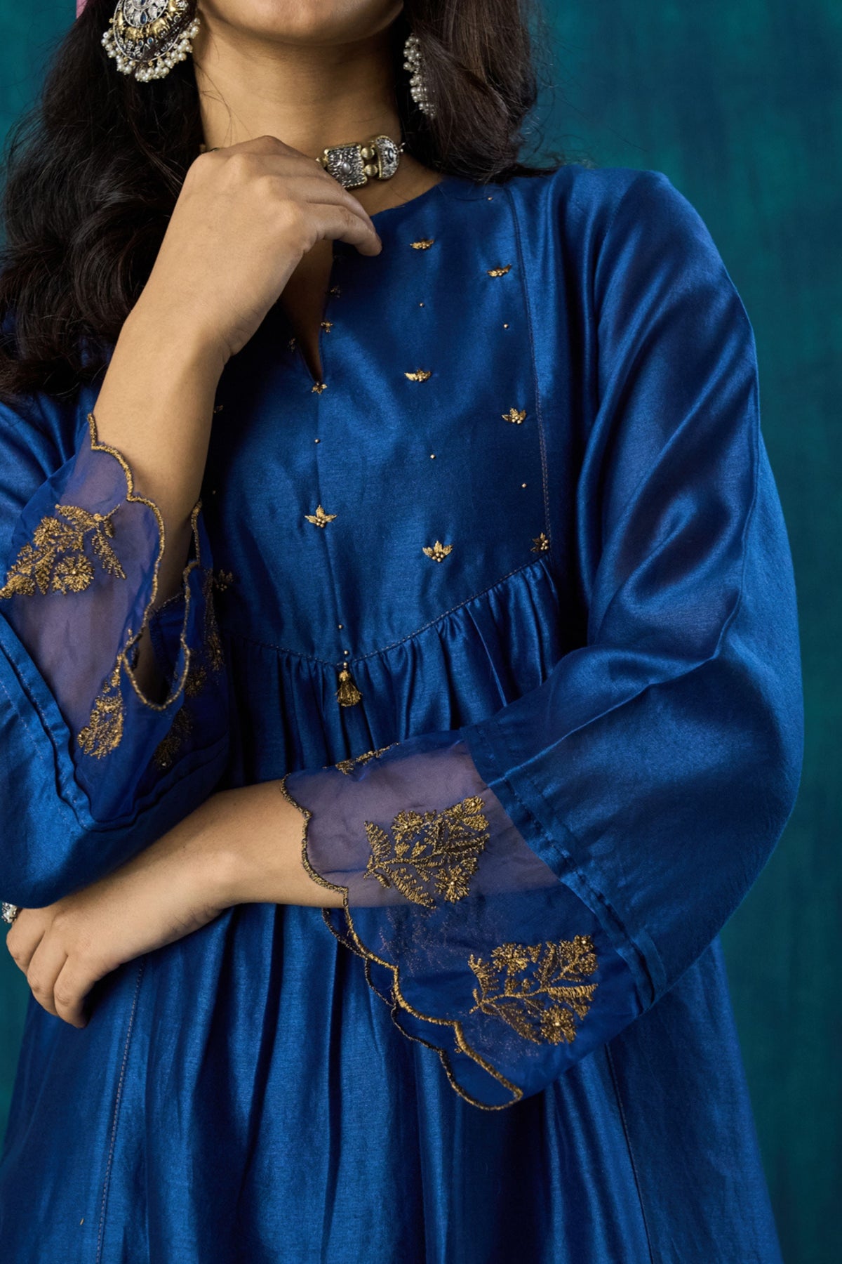 Navy Hand-embroidered Kurta Sets