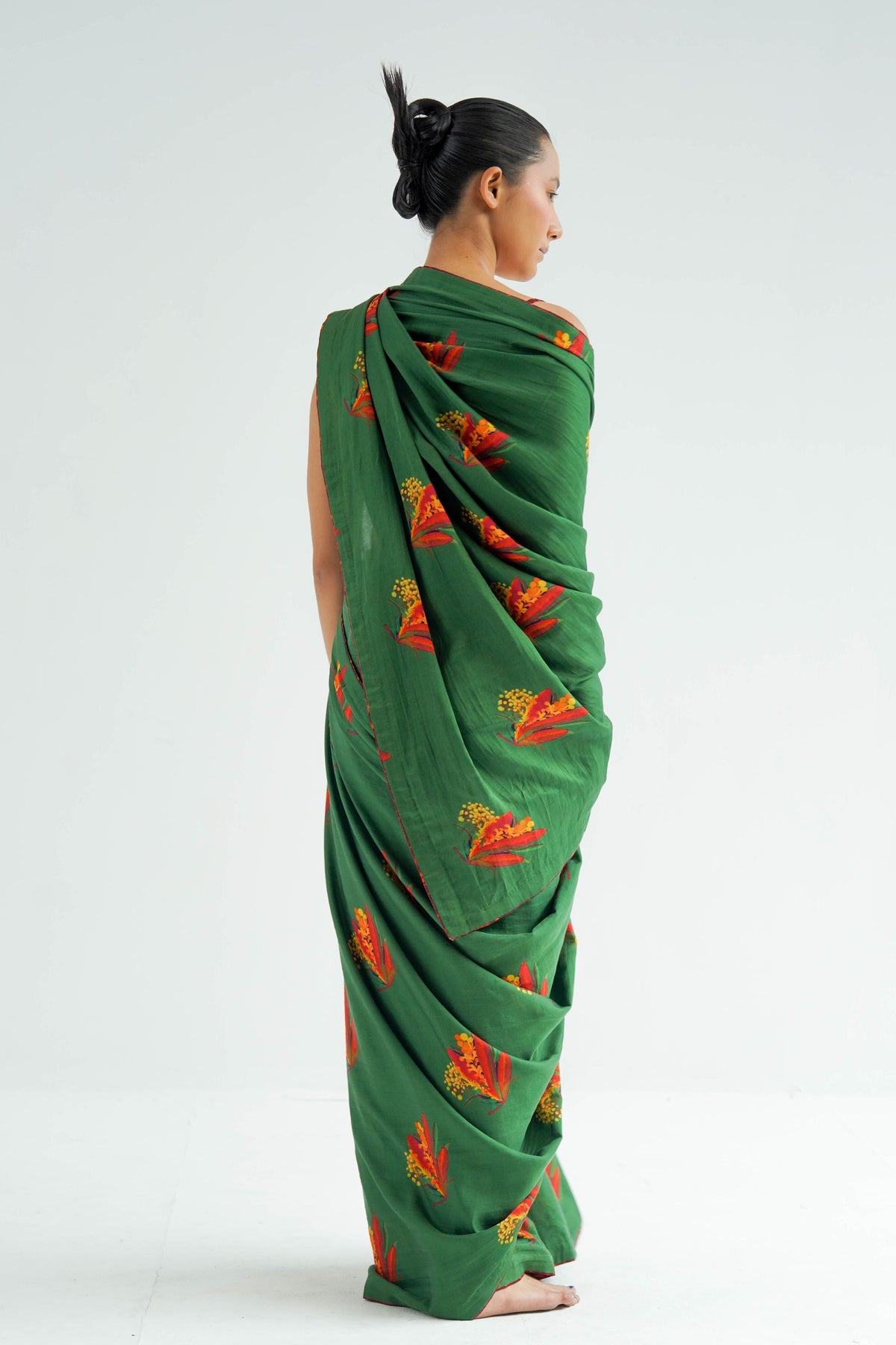 Green Firefly Drape Saree Set