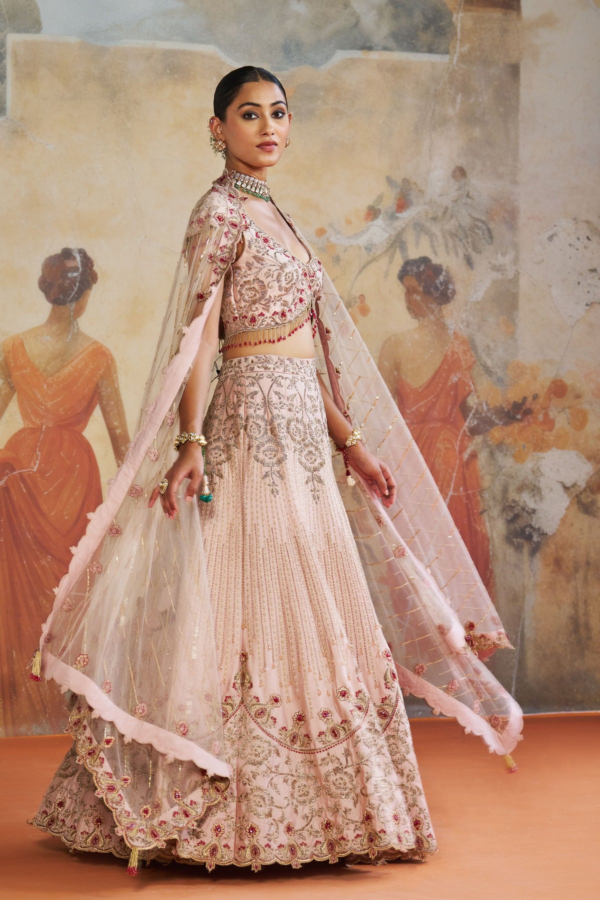 Salmon Pink Lehenga Set