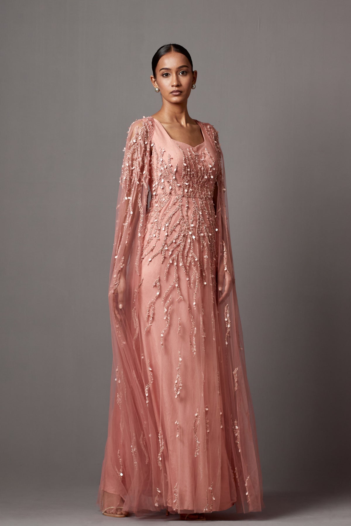 Dust Rose Cape Gown