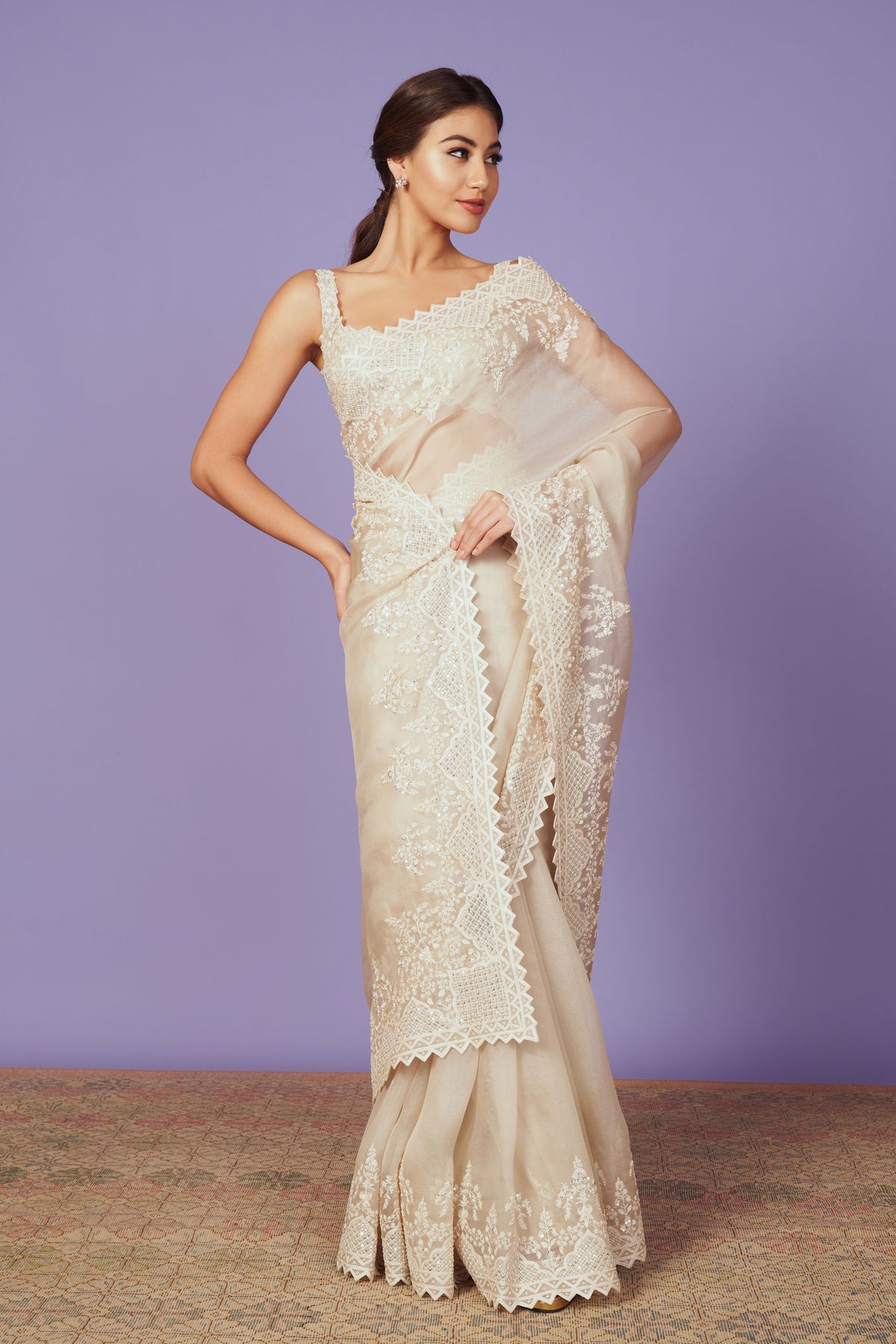 Aari Ivory Saree Set