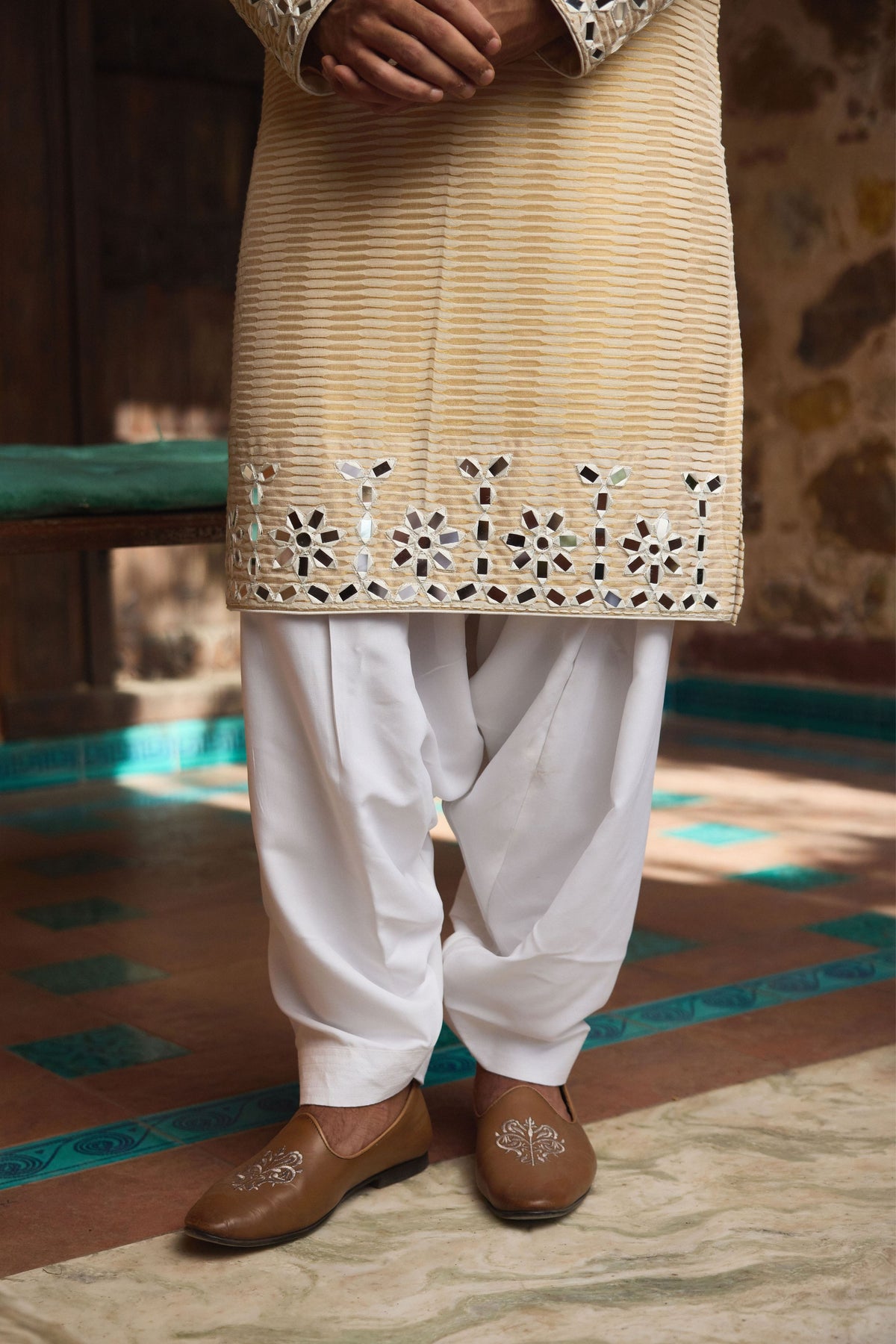 Juna Mahal Gold Kurta Set