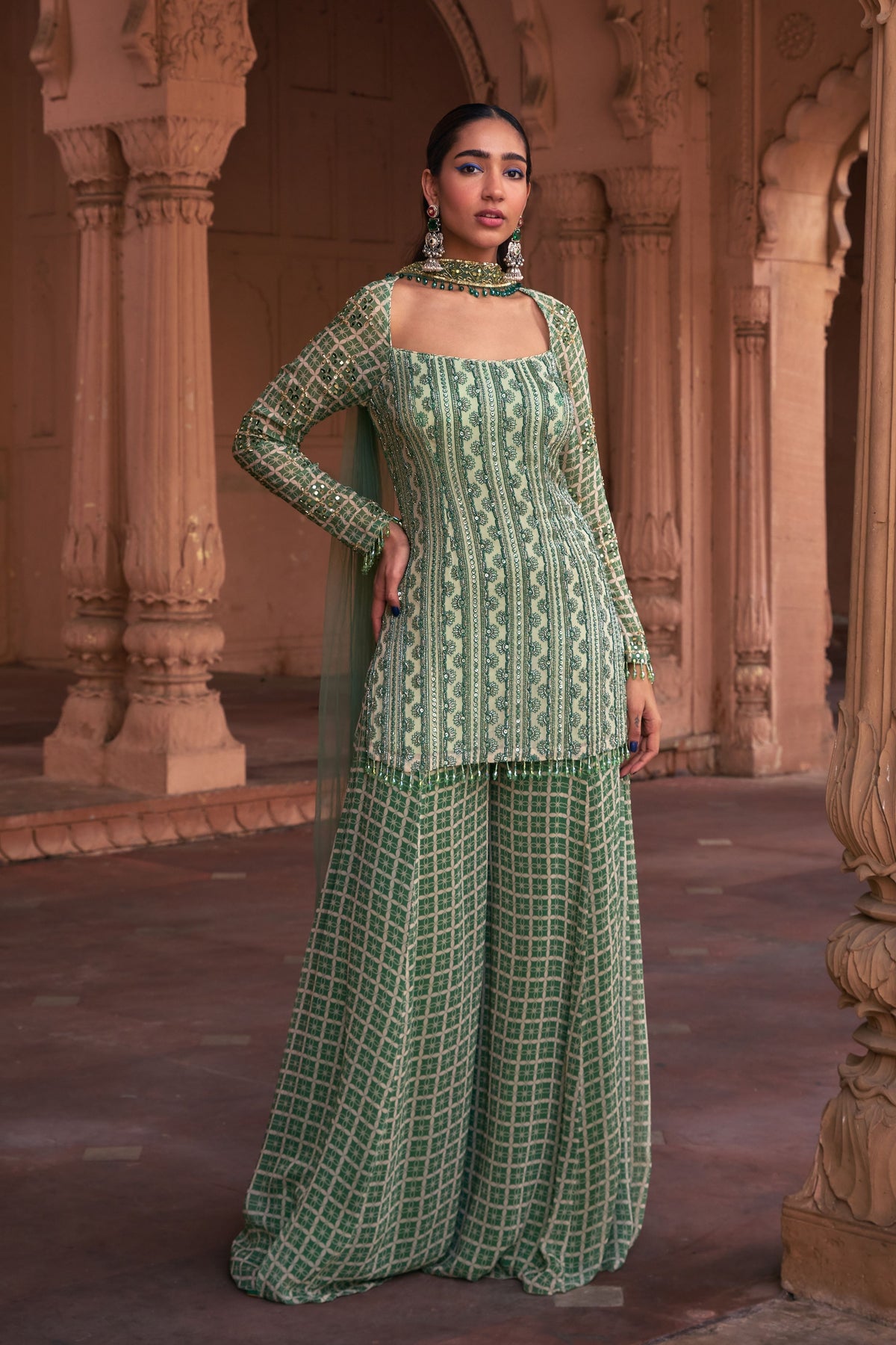 Sage Green Sharara Set