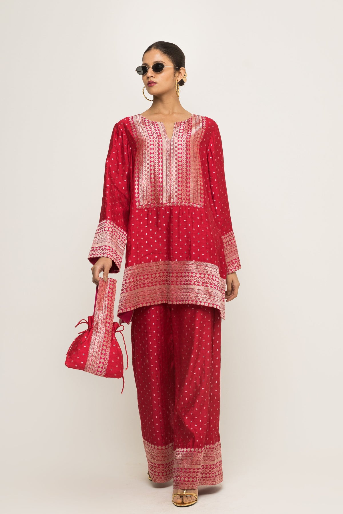 Sitara Dotted Red Tunic Set