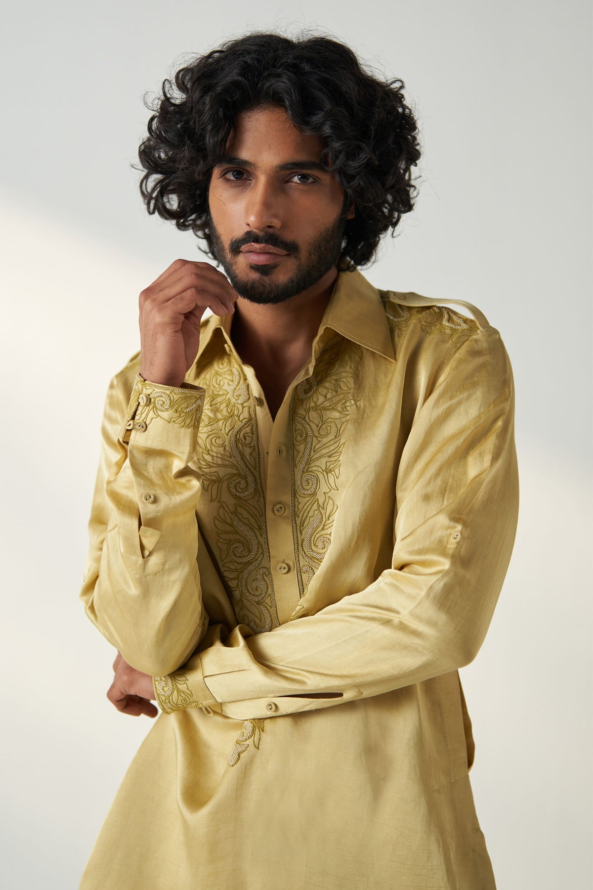 Yellow Deep Pathani Set