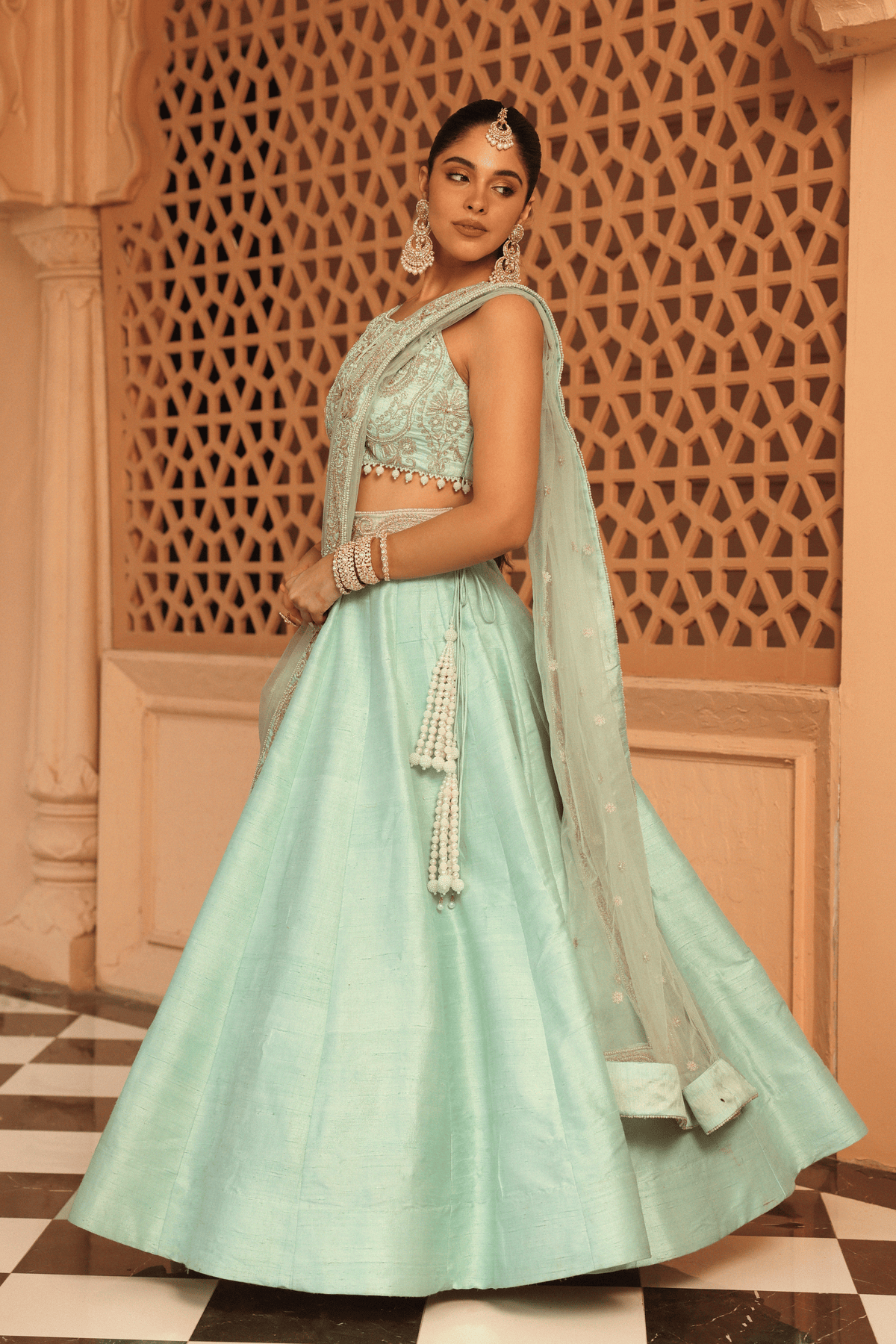 Afsa Misty Green Lehenga Set