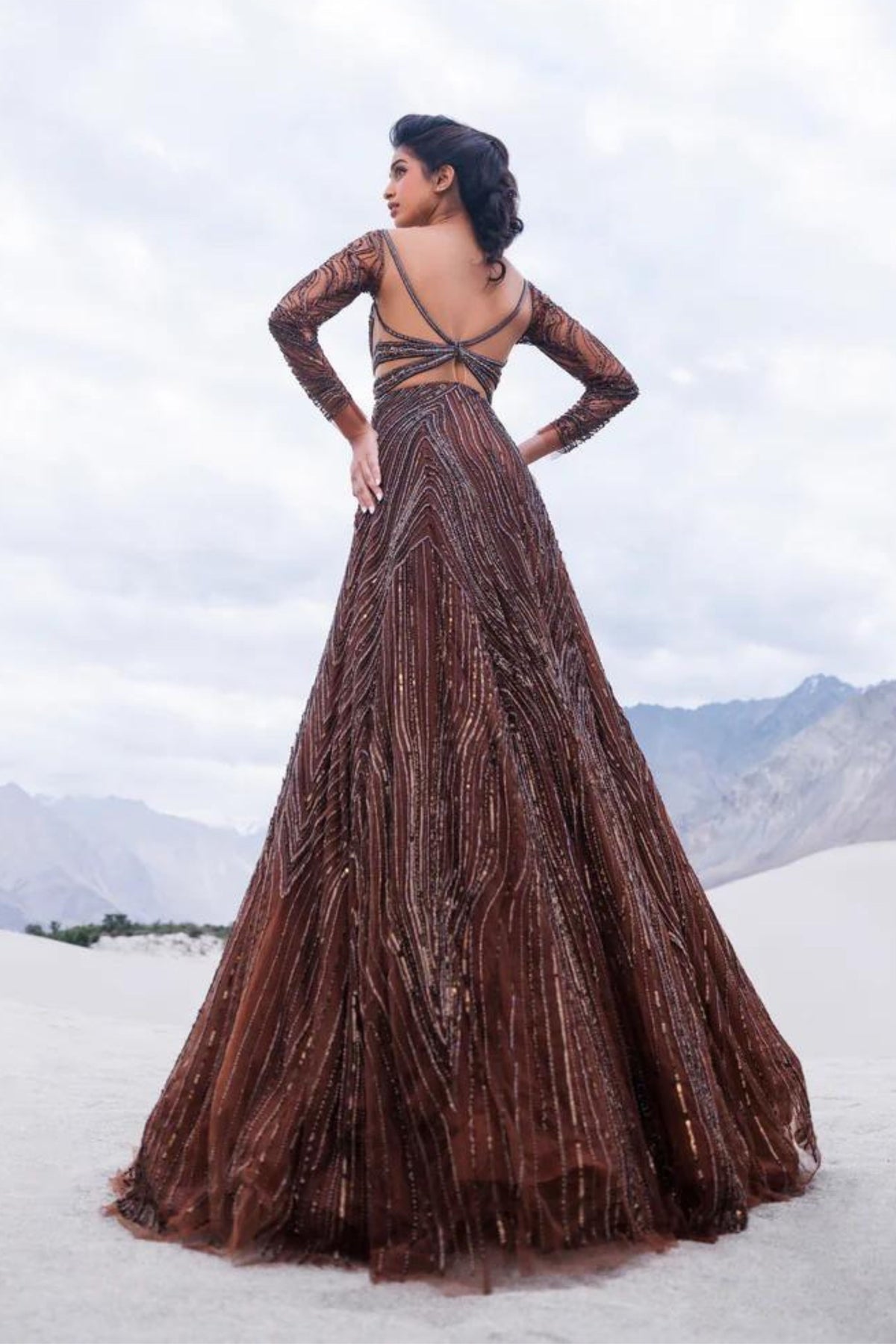 Copper flared gown