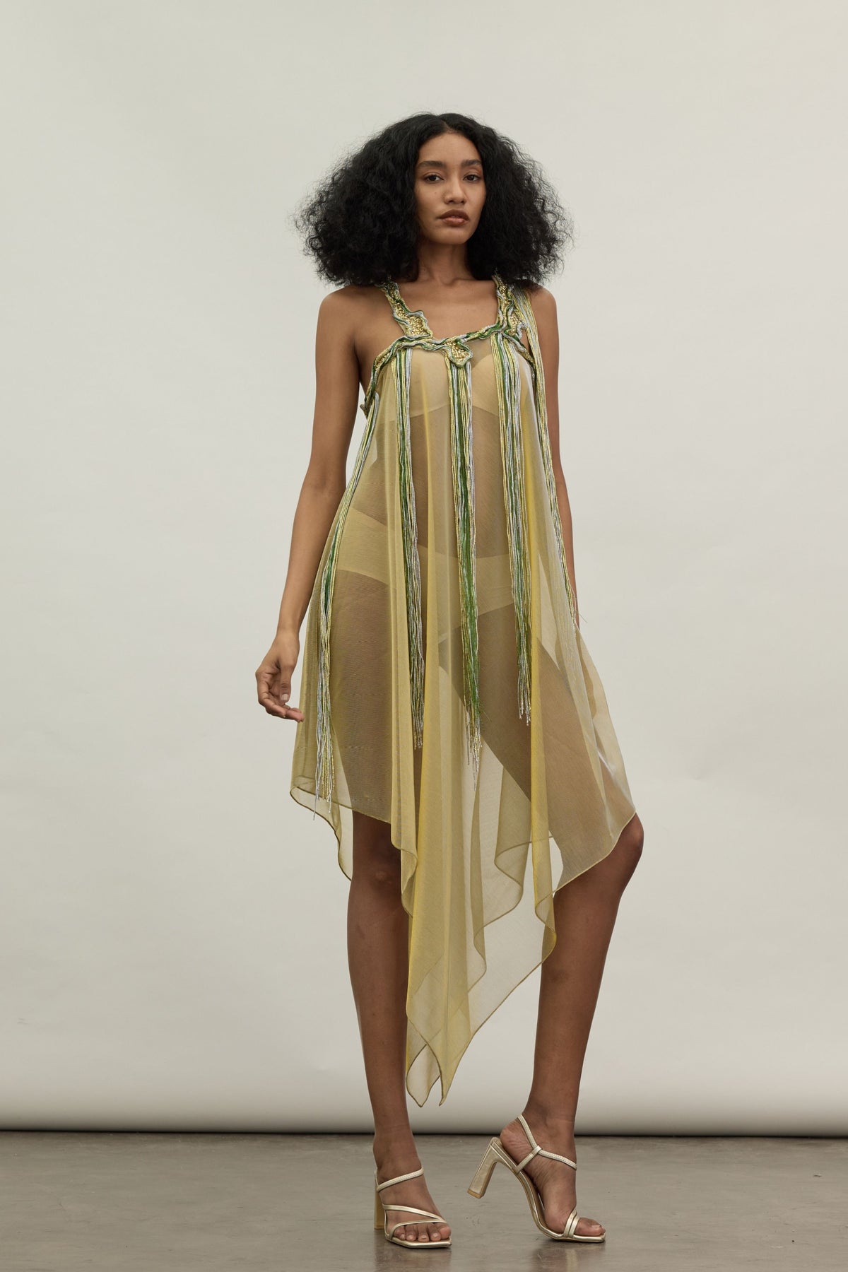 Metallic Cords Fringe Short Dress