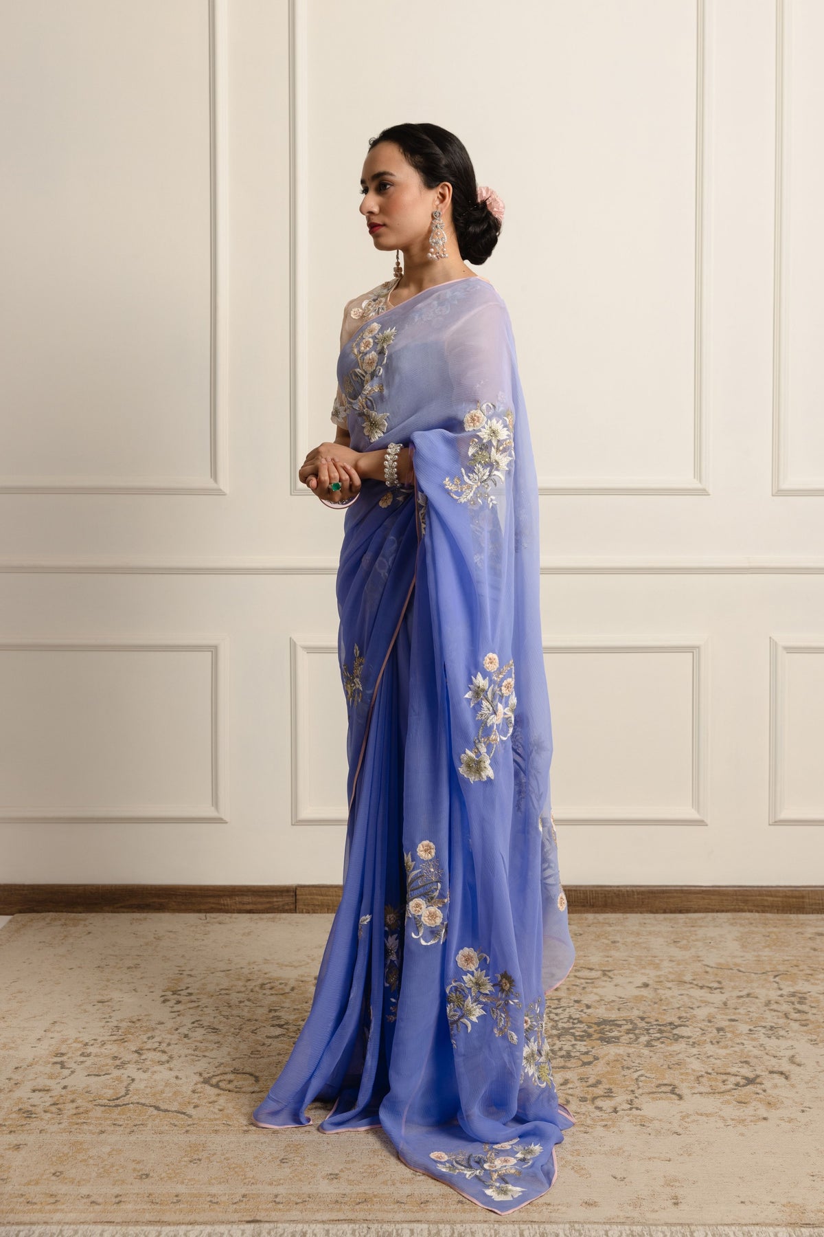 Lydia Periwrinkle Chiffon Saree