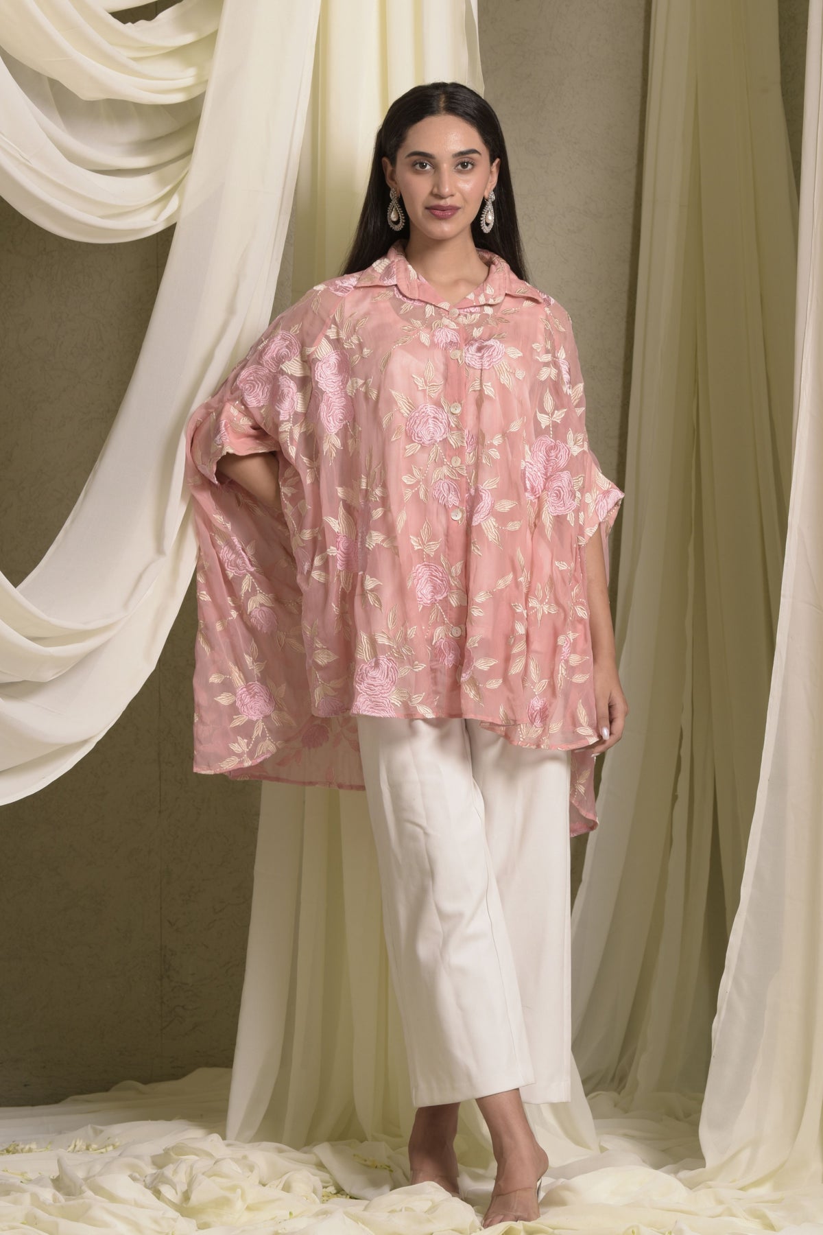 Elahe Embroidered Rose Shirt