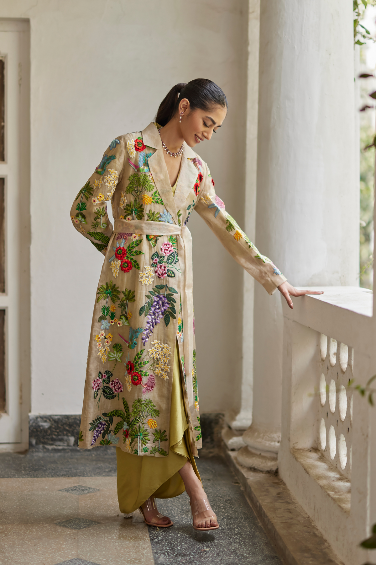 Golden Zari Embroidered Garden Jacket