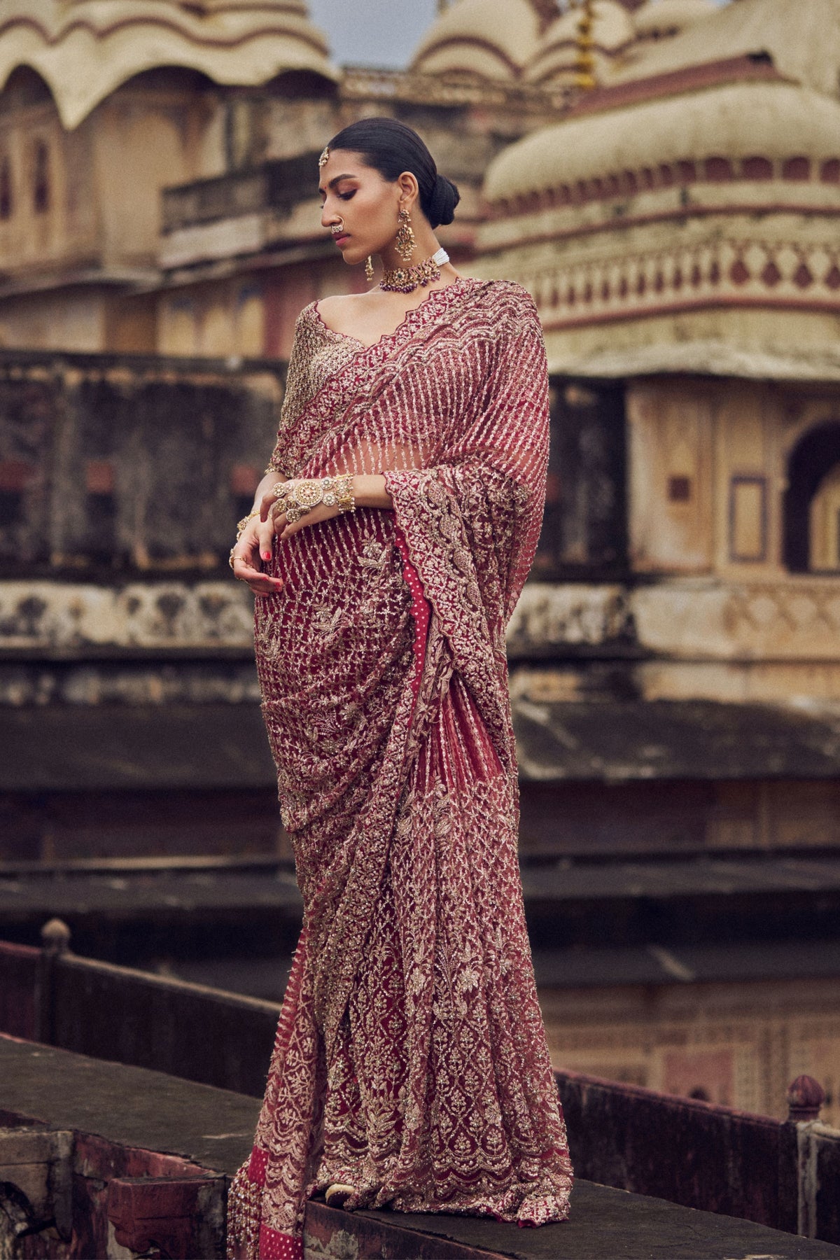 Maroon Saree Blouse Set