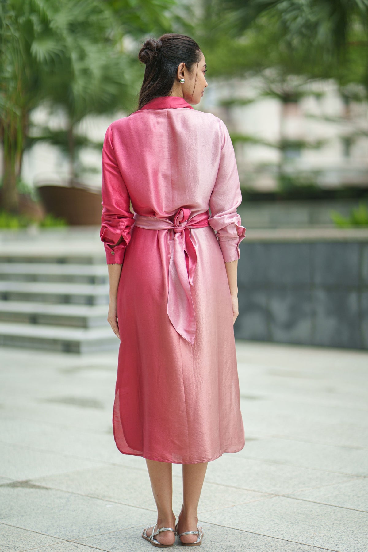 Tie Pink Shaded Dress