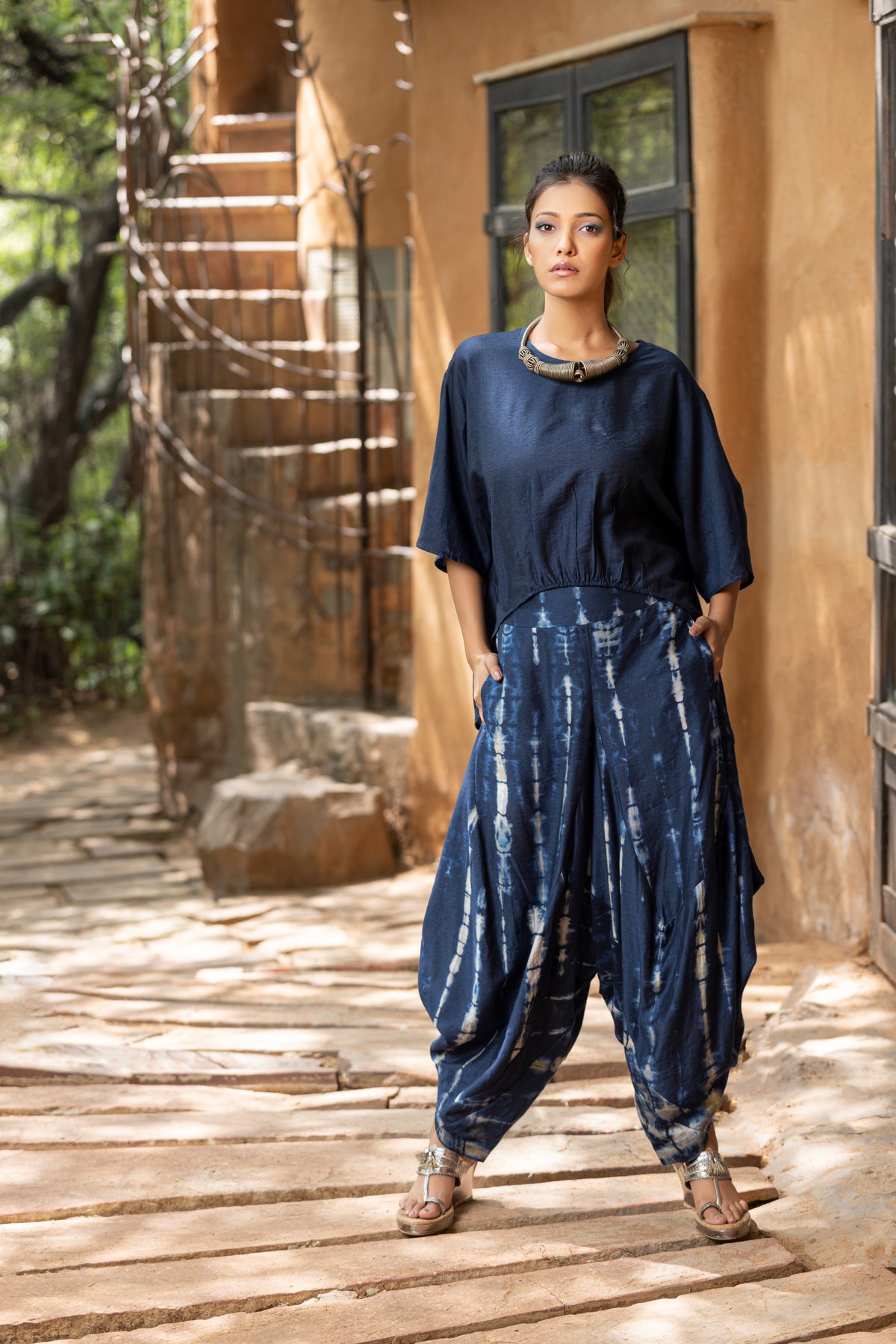 Royal Blue Zana Dhoti Set